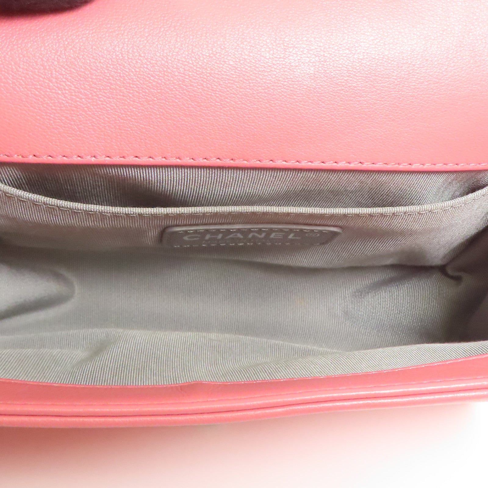 CHANEL CC SHW Boy Chanel Chain Shoulder Bag Calfskin Leather Pink