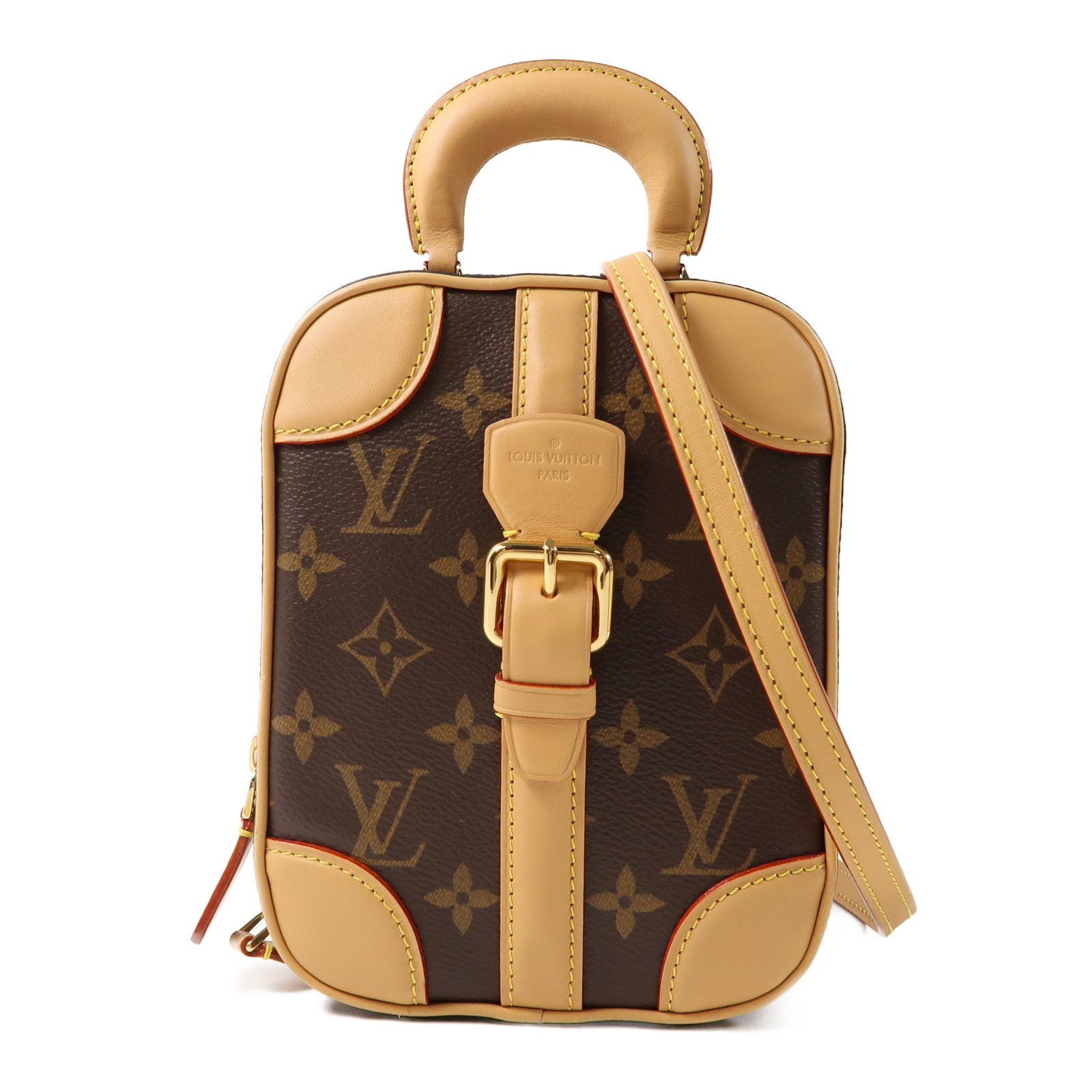 LOUIS VUITTON 【激減優惠】塗層帆布Verticale金扣手挽肩背兩用袋啡色