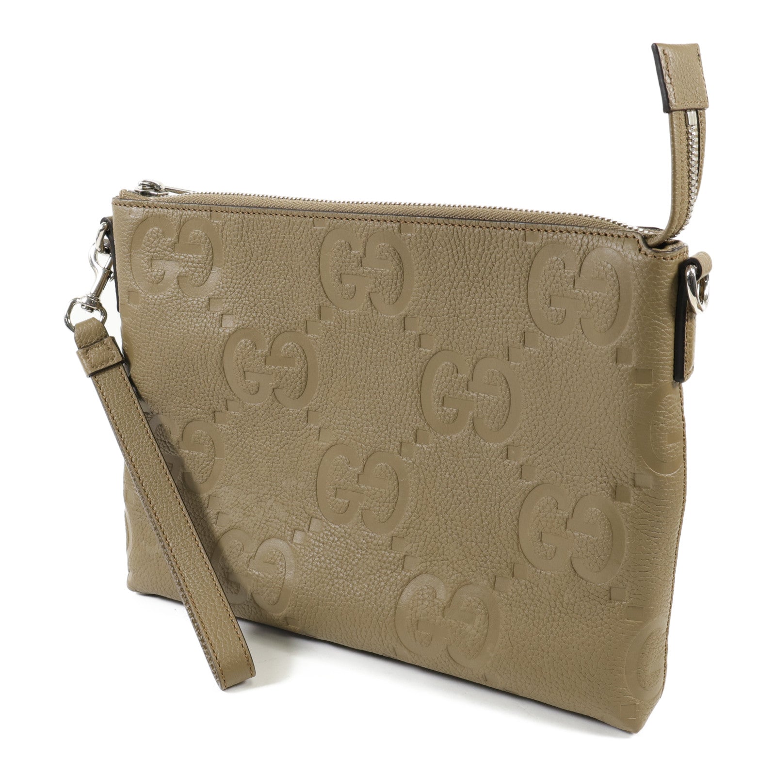 GUCCI 羊皮皮革Jumbo GG Messenger銀扣手挽肩背兩用袋