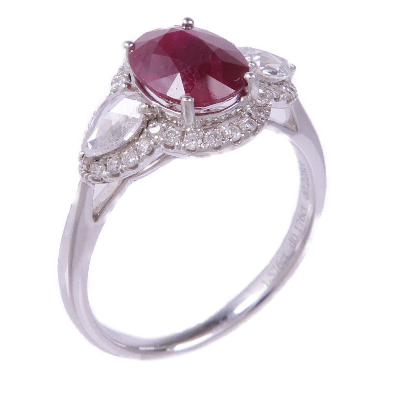 JEWELRY 【激減優惠】18K白金Ruby Diamond Ring紅寶石/鑽石戒指US#6.5