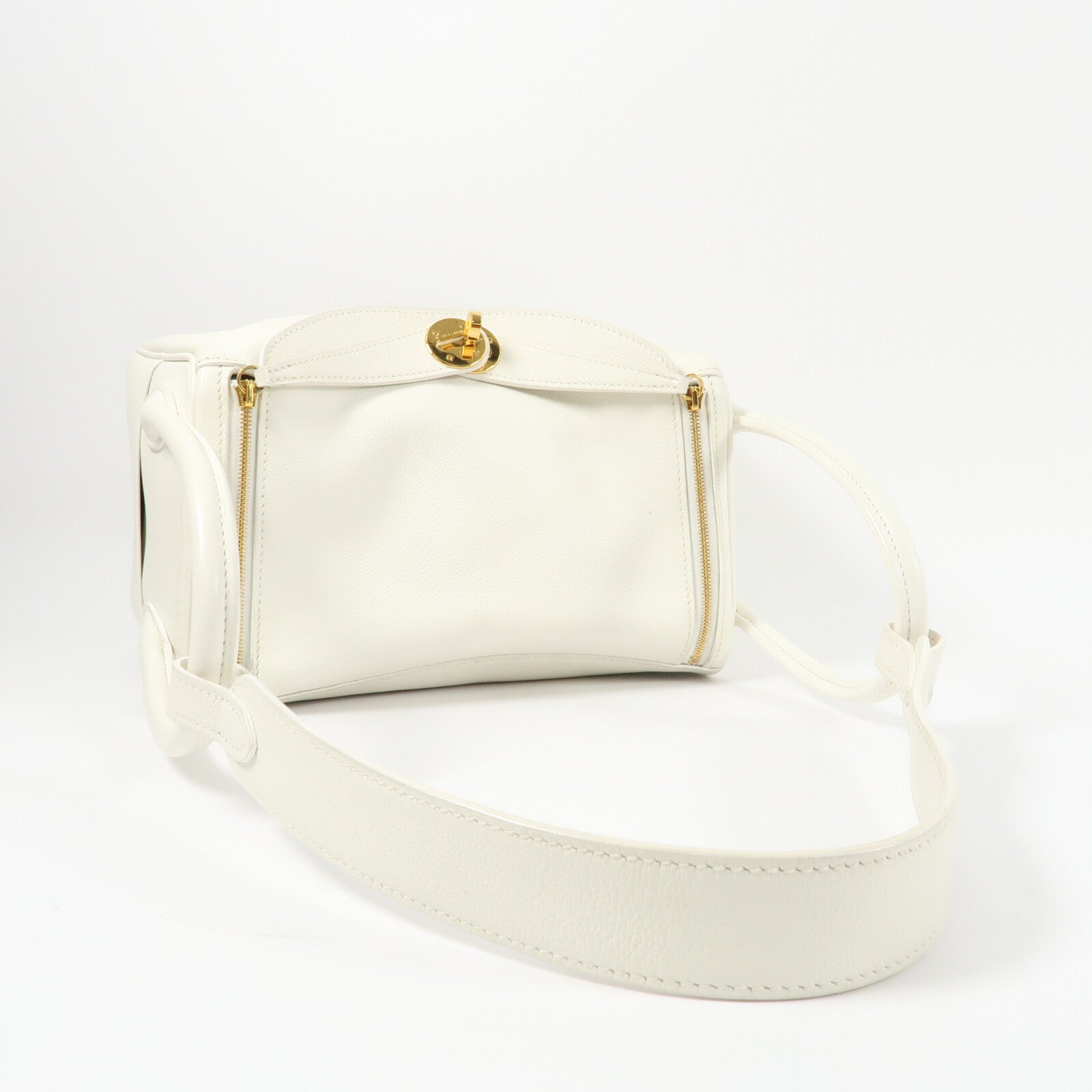 HERMES Evercolor皮革Lindy 26手挽肩背兩用袋Blanc