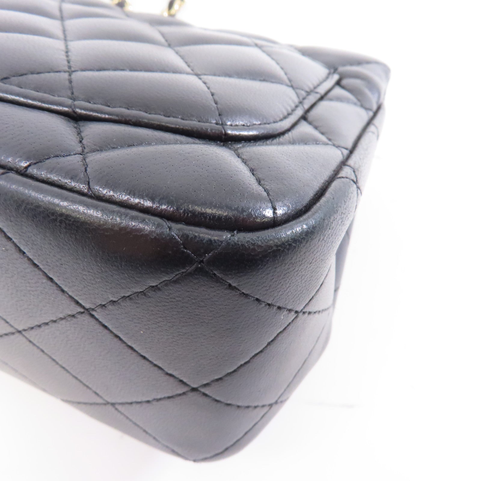 CHANEL 菱格羊皮皮革Classic Flap 17cm金扣鏈帶肩背袋黑色