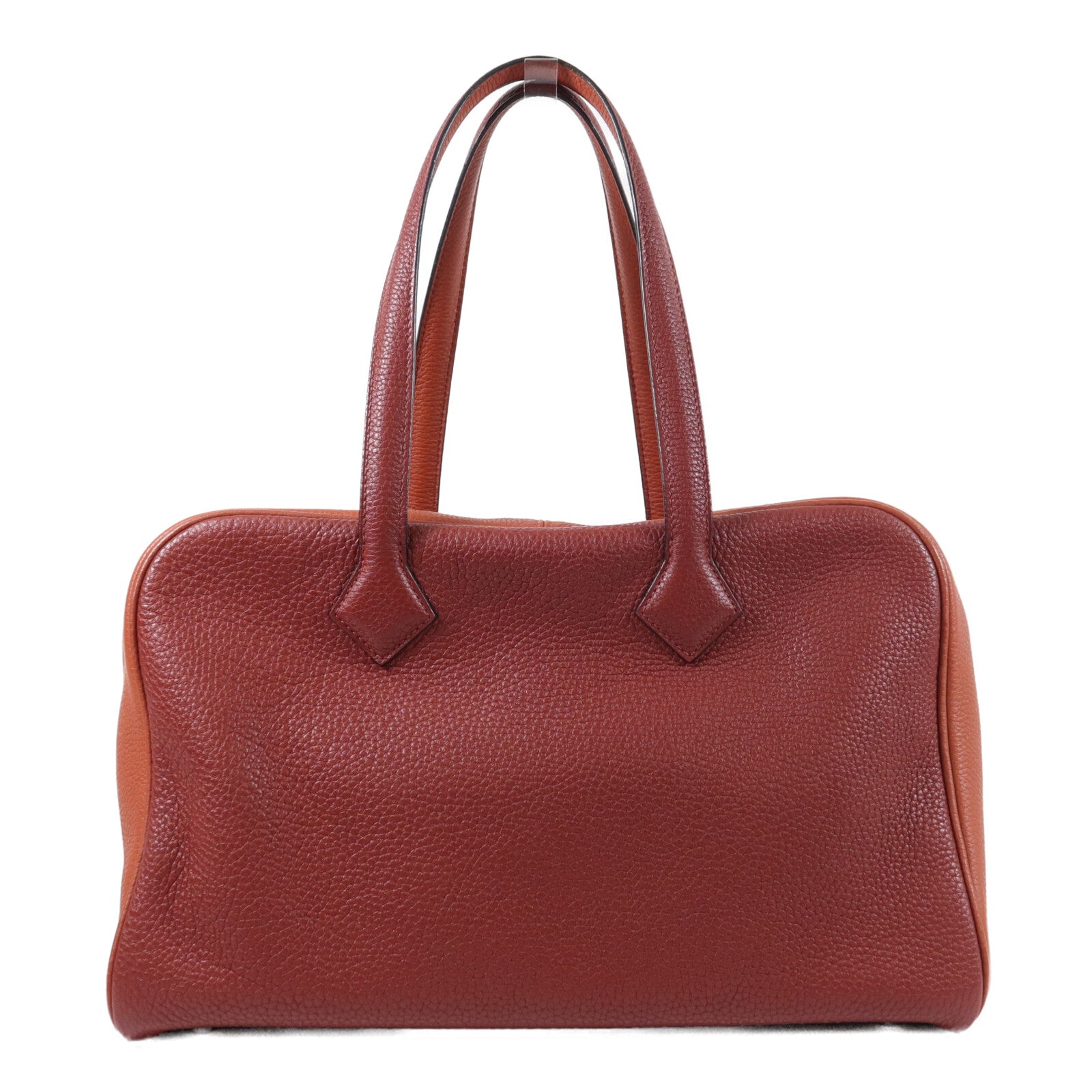 HERMES Clemence皮革Victolia 35手挽袋Rouge H/Brique