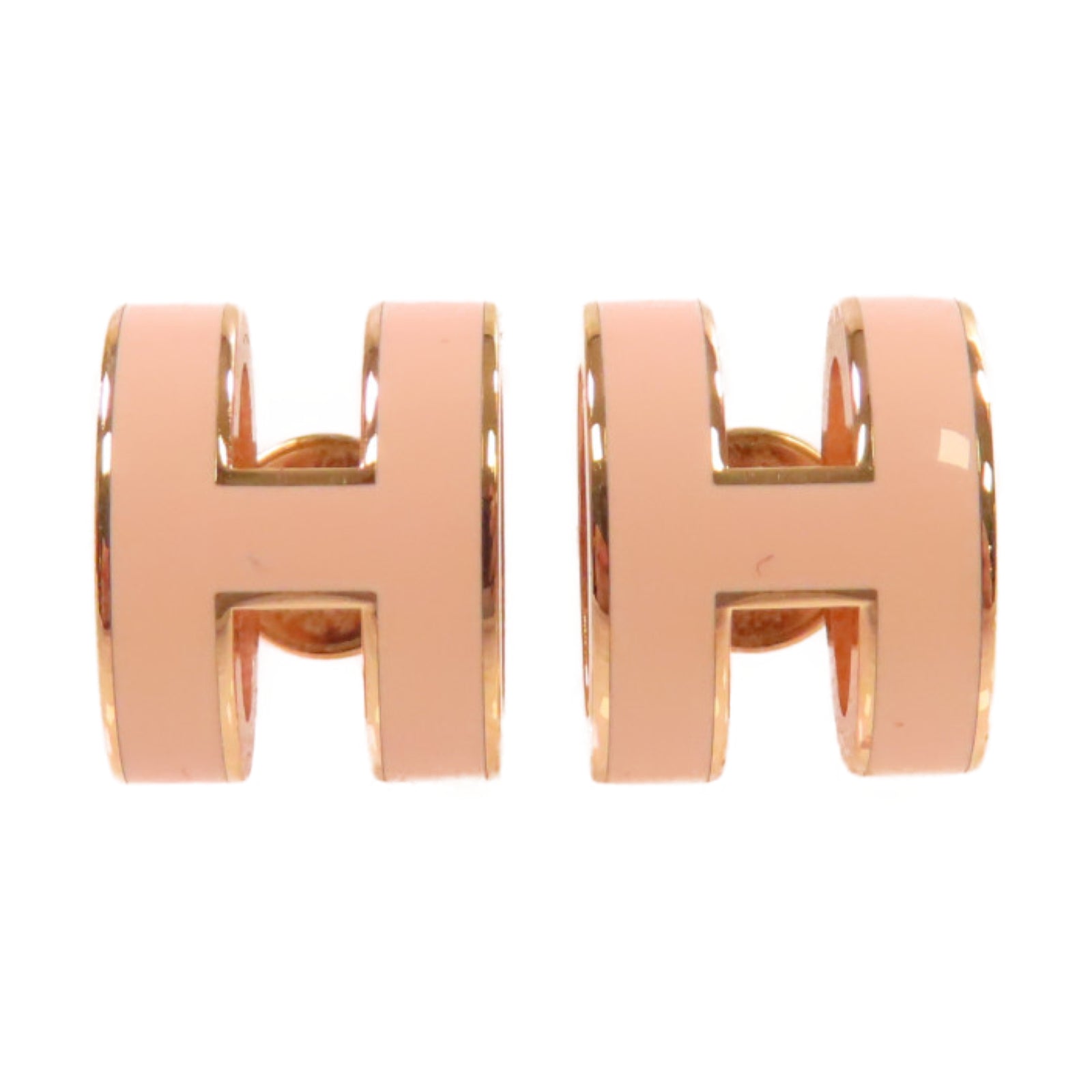 HERMES 金屬/琺瑯Pop H Earrings粉紅色