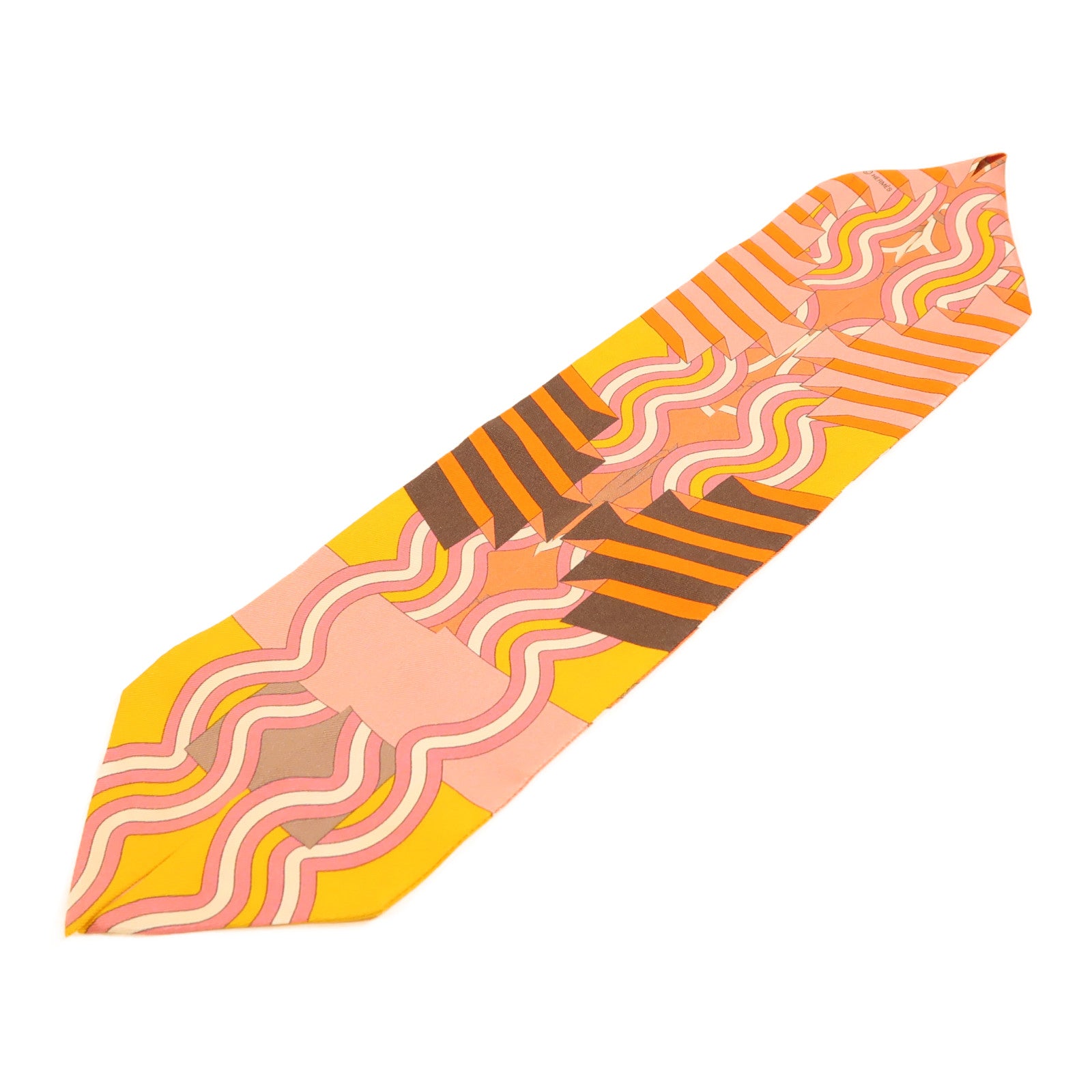 HERMES 絲質Twilly絲巾橙色