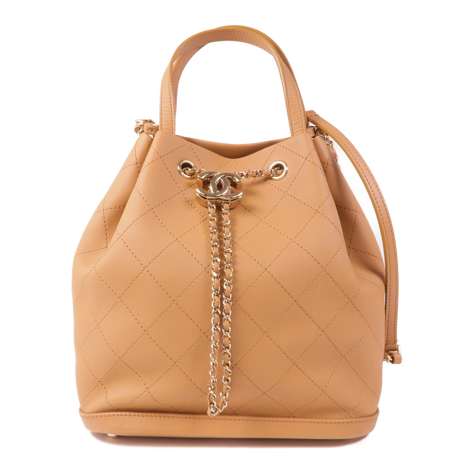 CHANEL 牛皮皮革2 Way Shoulder金扣手挽肩背兩用袋