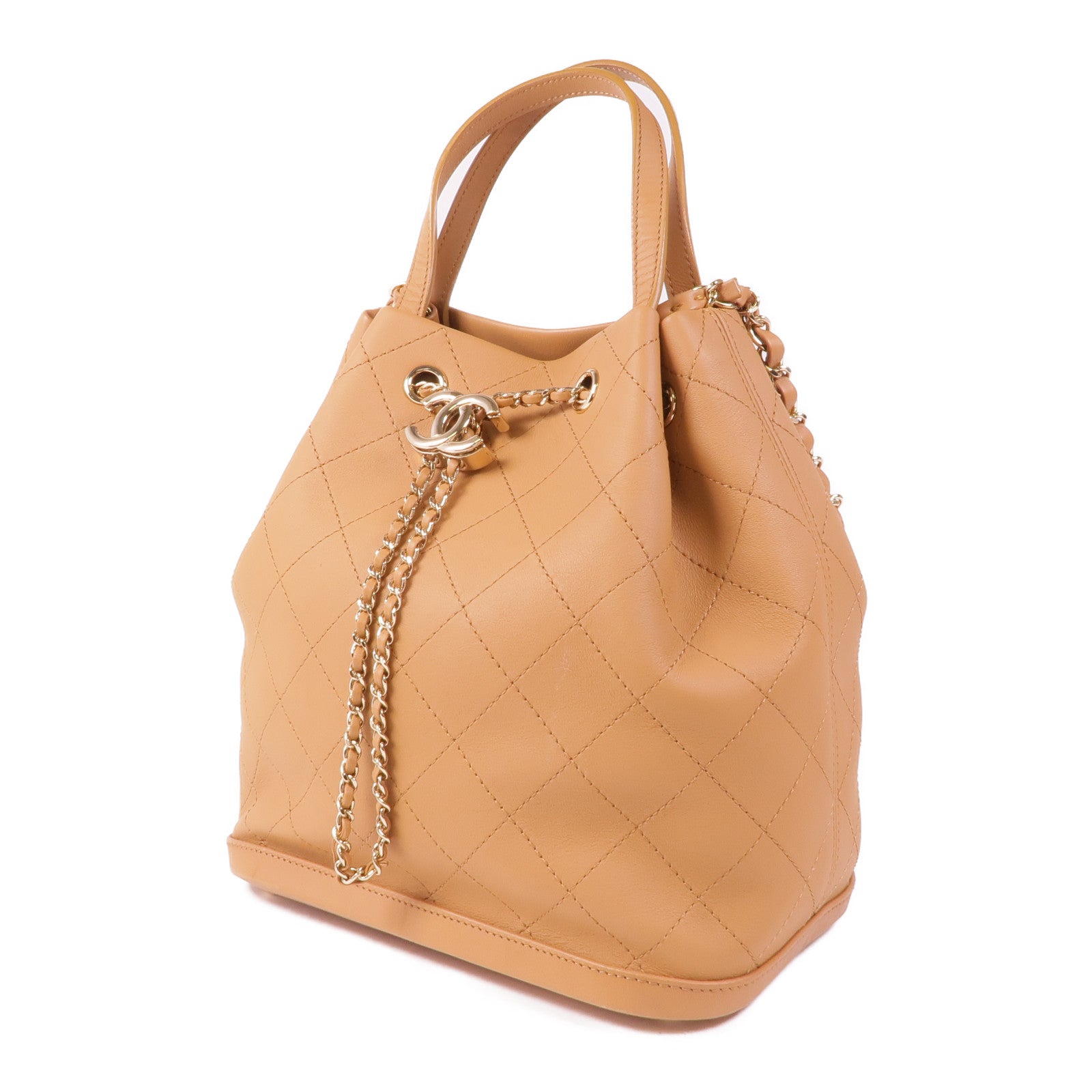 CHANEL 牛皮皮革2 Way Shoulder金扣手挽肩背兩用袋