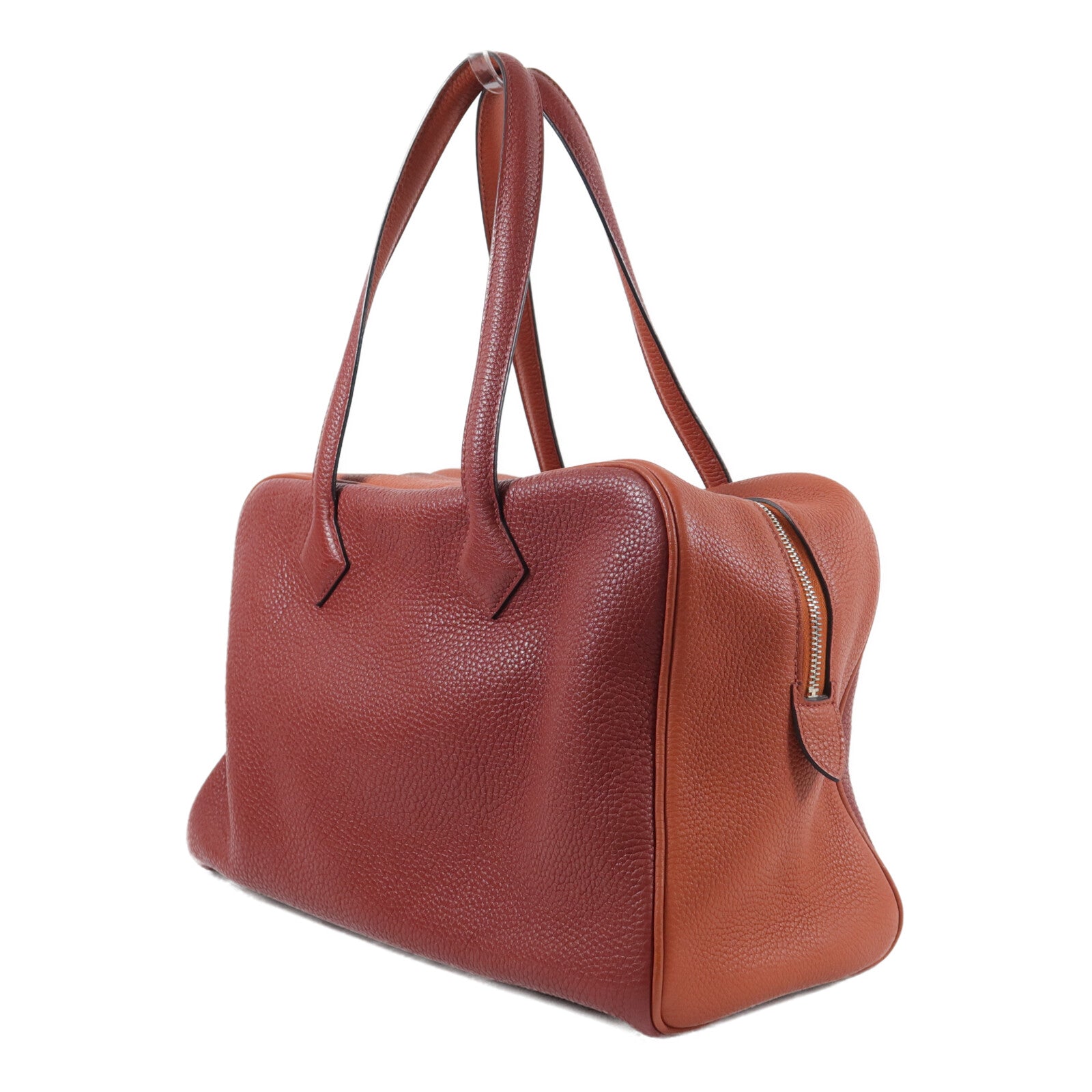HERMES Clemence皮革Victolia 35手挽袋Rouge H/Brique