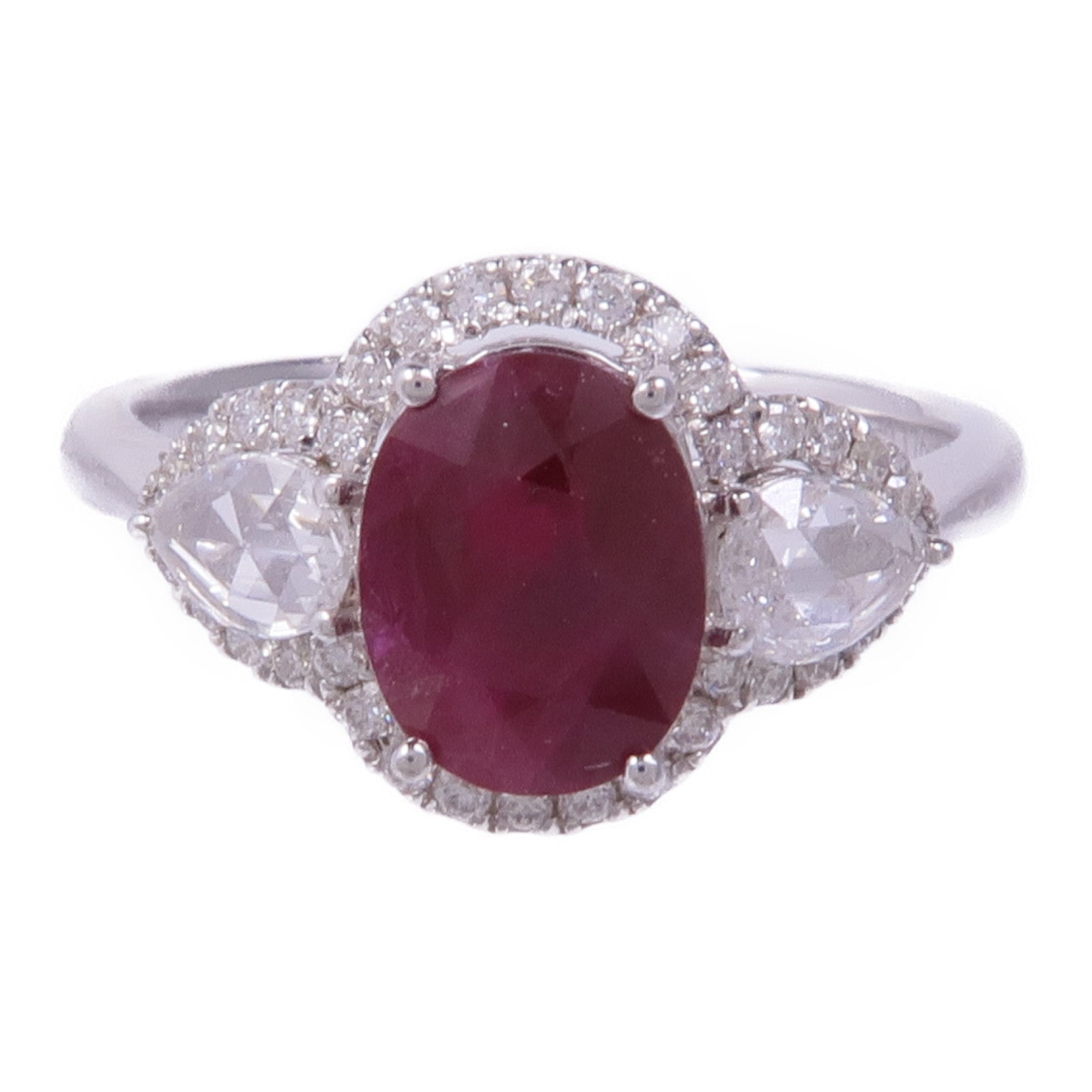 JEWELRY 【激減優惠】18K白金Ruby Diamond Ring紅寶石/鑽石戒指US#6.5