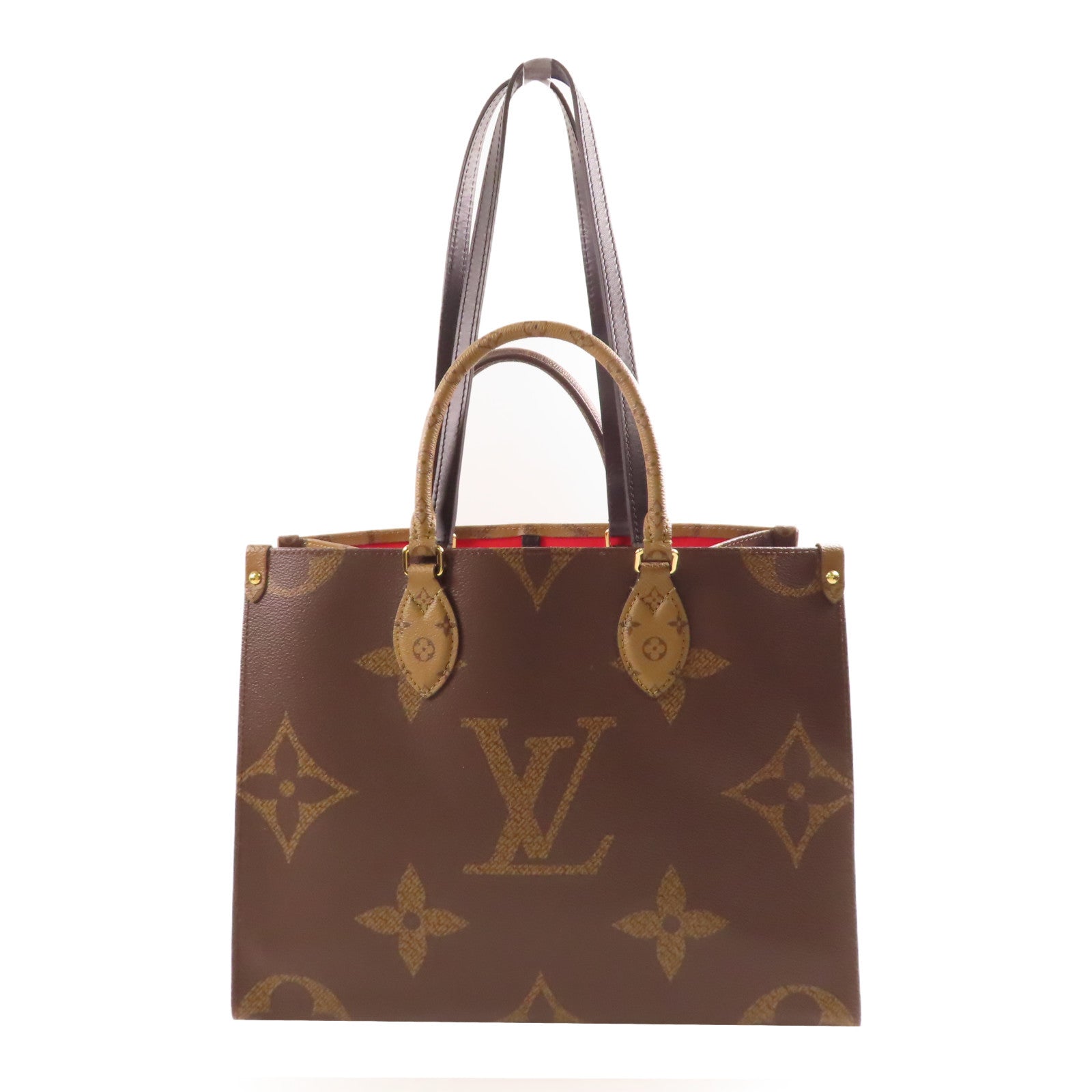 LOUIS VUITTON Monogram Giant OnTheGo MM金扣手挽肩背兩用袋棕色