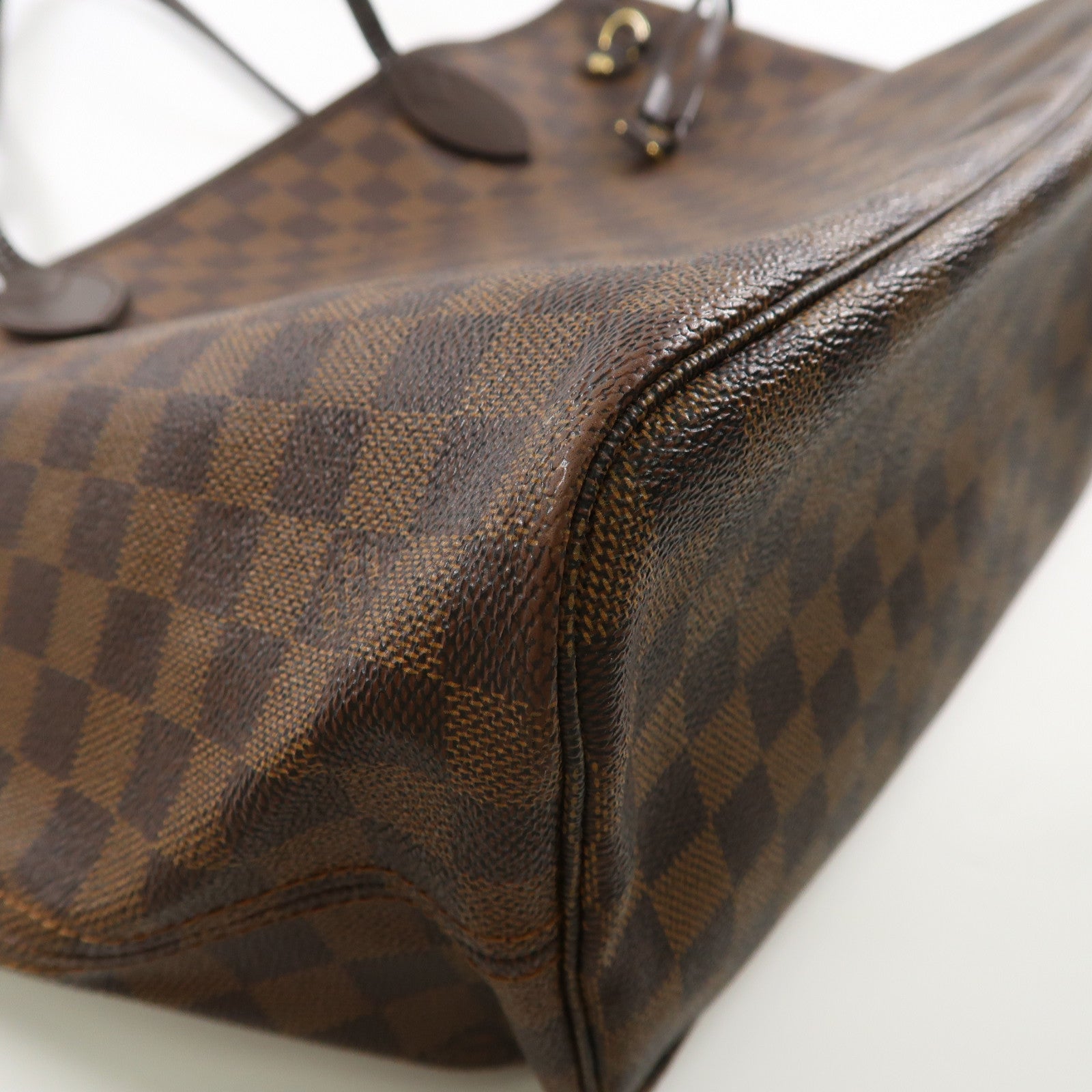 LOUIS VUITTON Damier Neverfull MM金扣肩背袋/手挽袋啡色