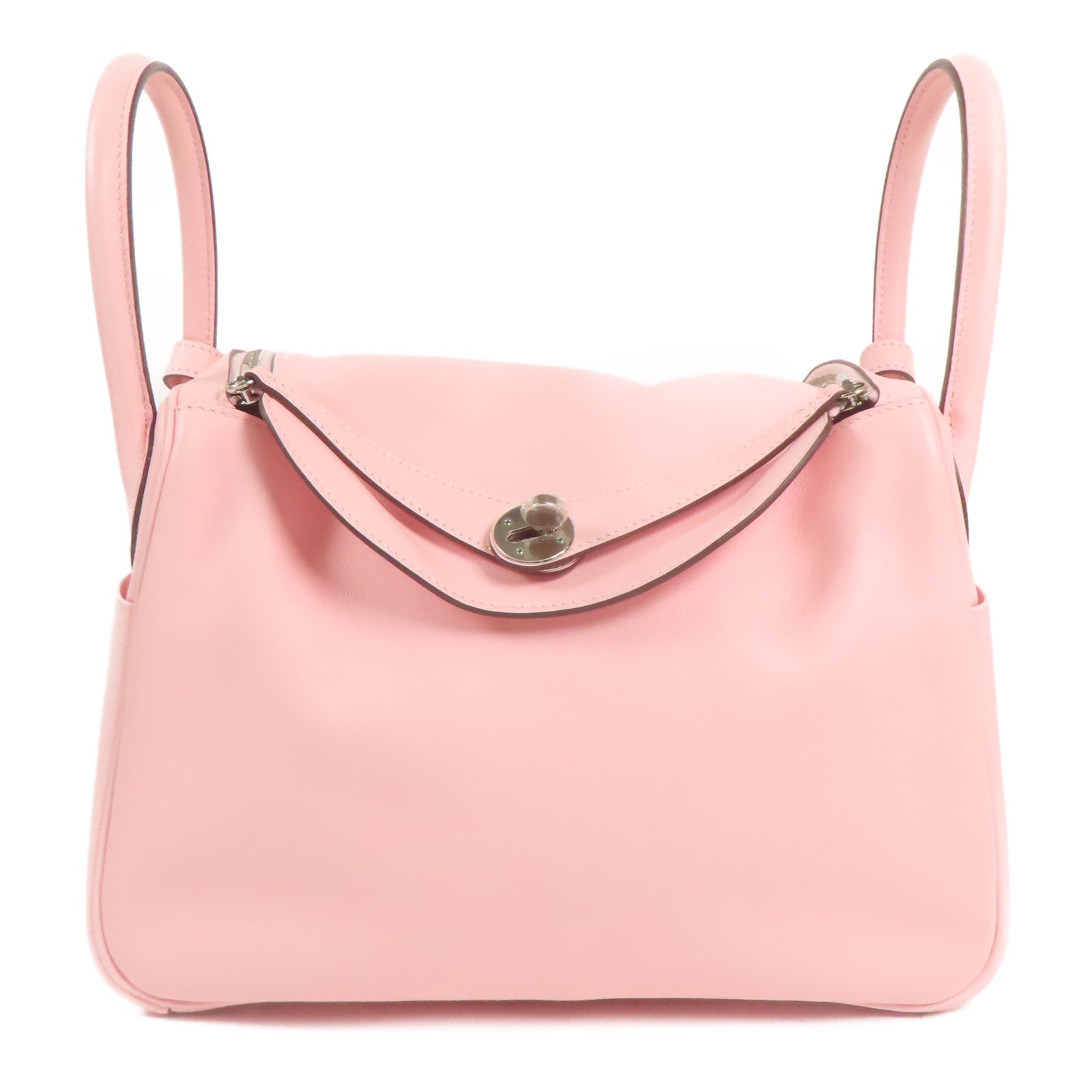 HERMES Swift皮革Lindy 30銀扣手挽肩背兩用袋Rose Sakura