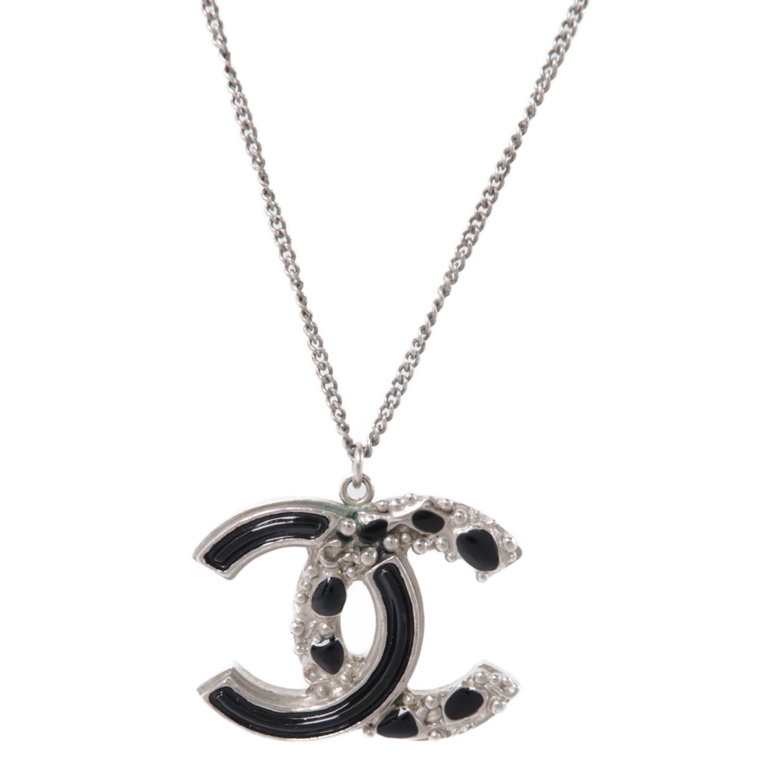 CHANEL 金屬Necklace項鍊銀色/黑色