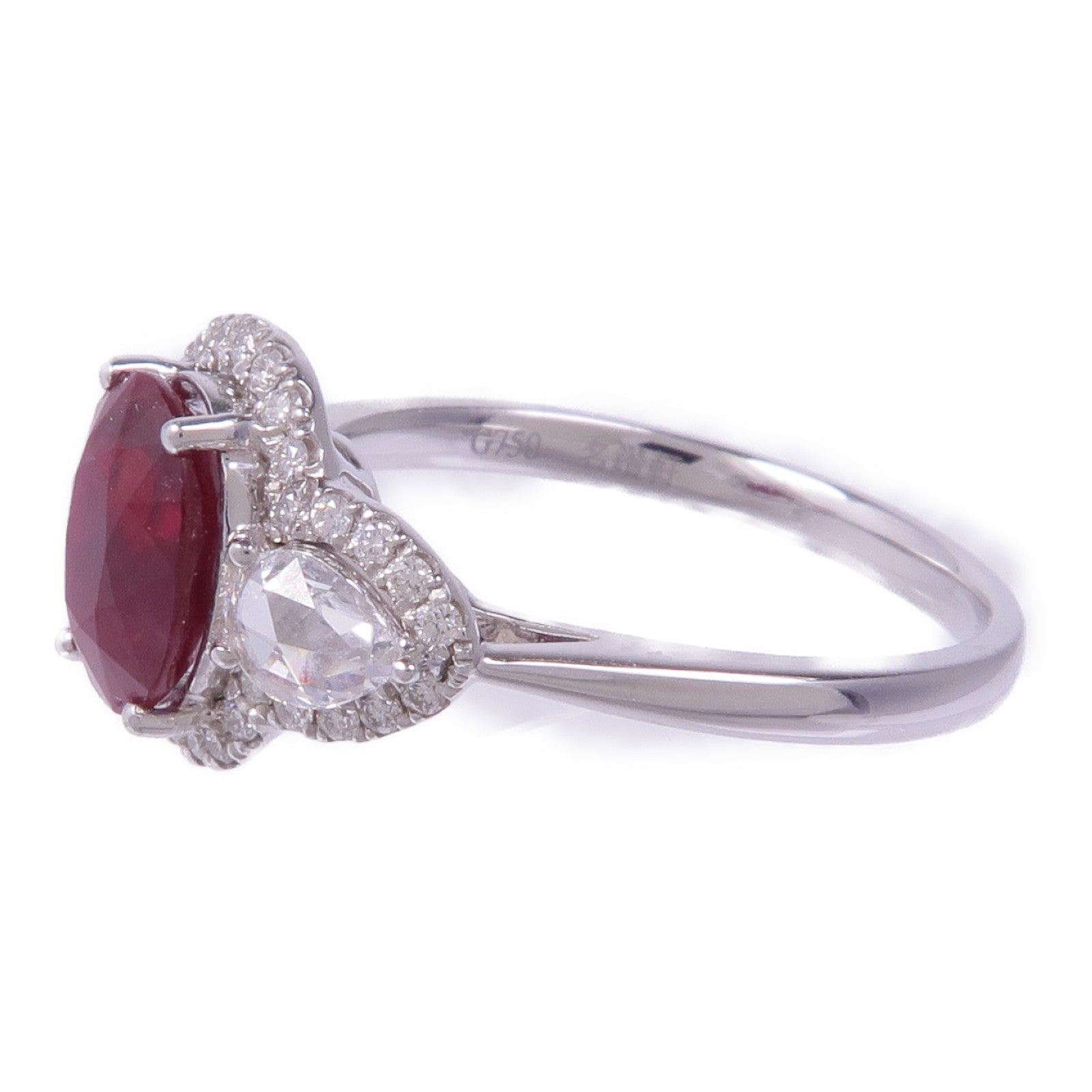 JEWELRY 18K白金Ruby Diamond Ring紅寶石/鑽石戒指US#6.5