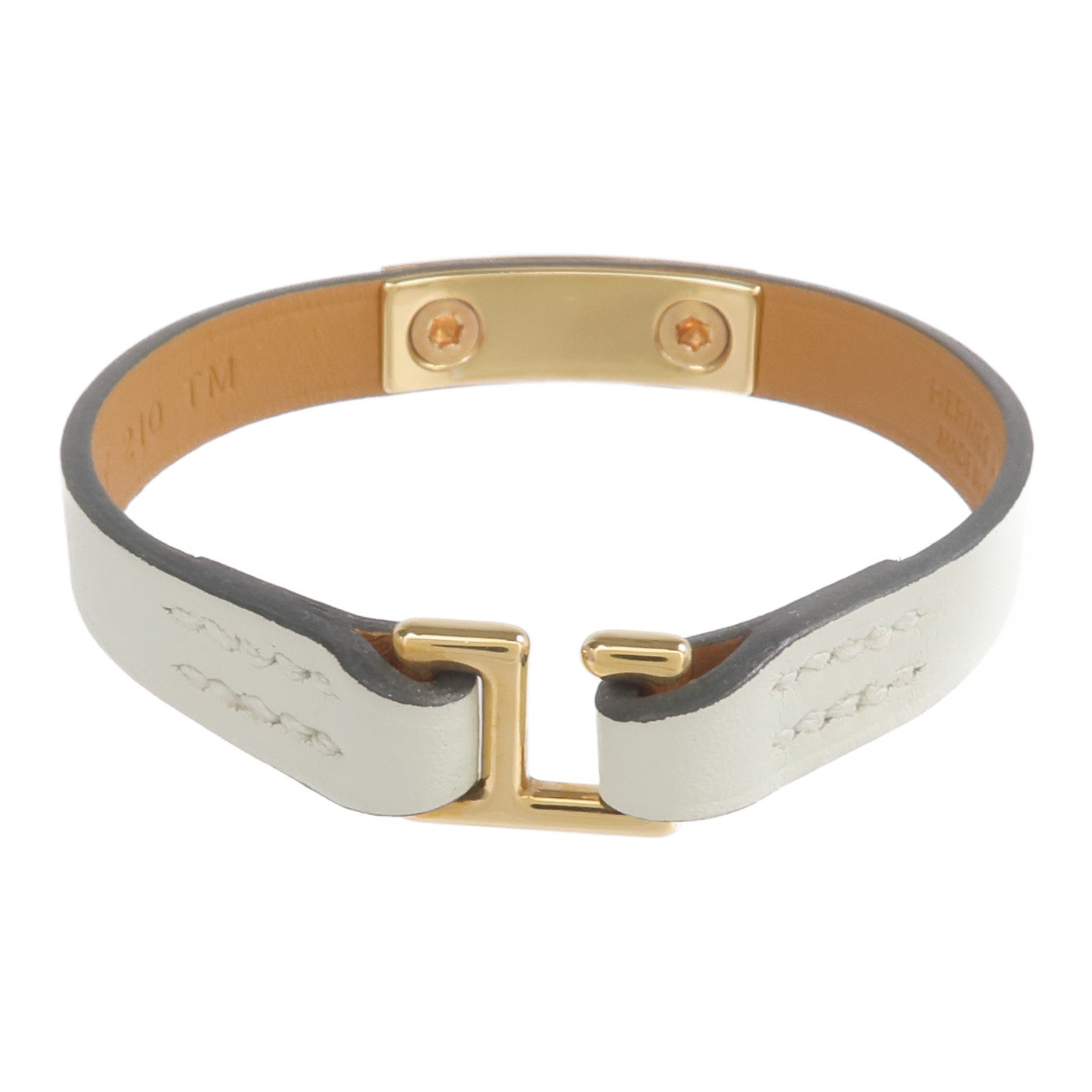 HERMES Swift皮革Rivale Mini Bracelet金扣手鏈Vert Fizz