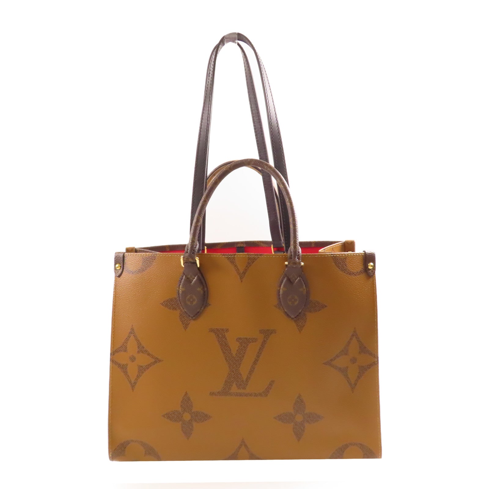 LOUIS VUITTON Monogram Giant OnTheGo MM金扣手挽肩背兩用袋棕色