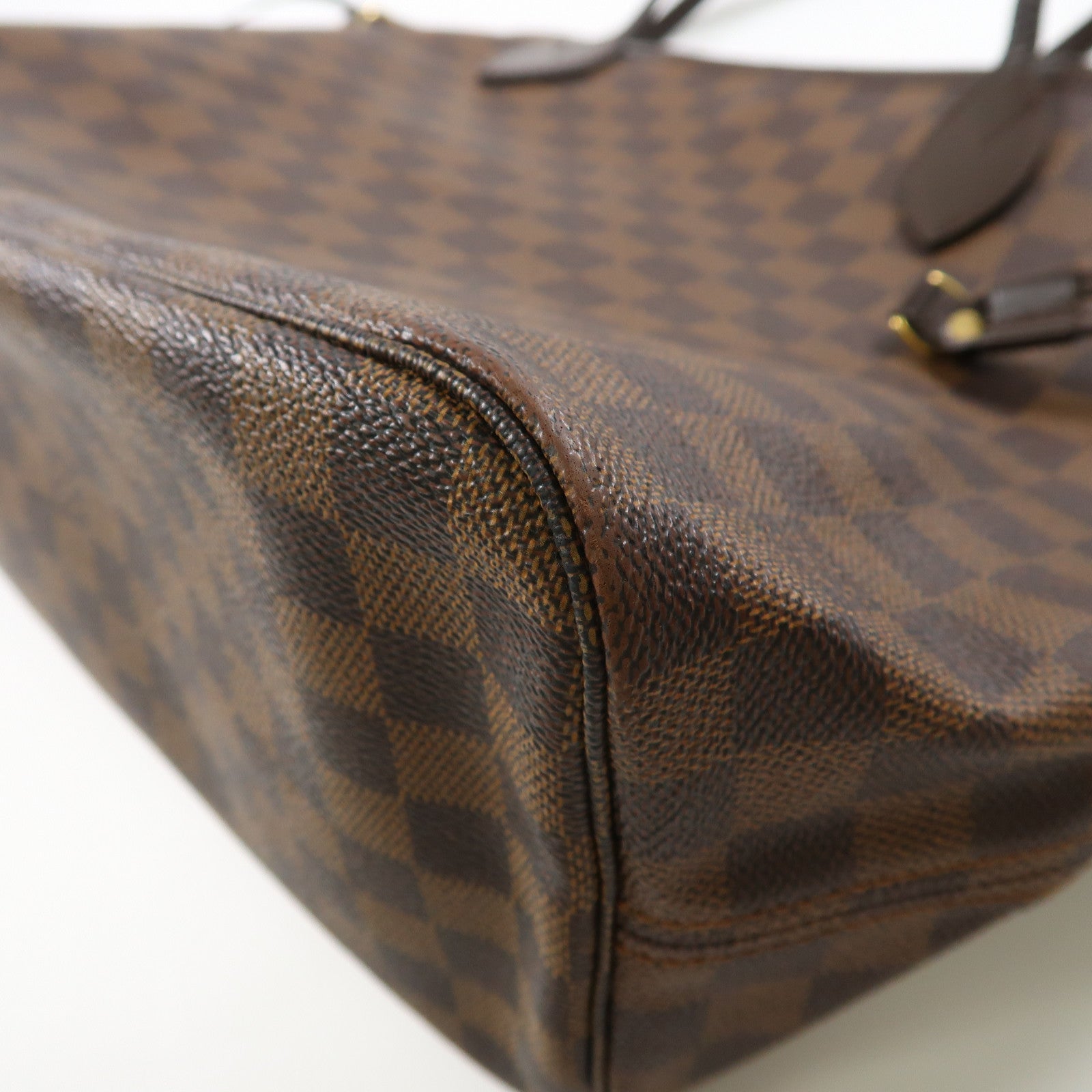 LOUIS VUITTON Damier Neverfull MM金扣肩背袋/手挽袋啡色