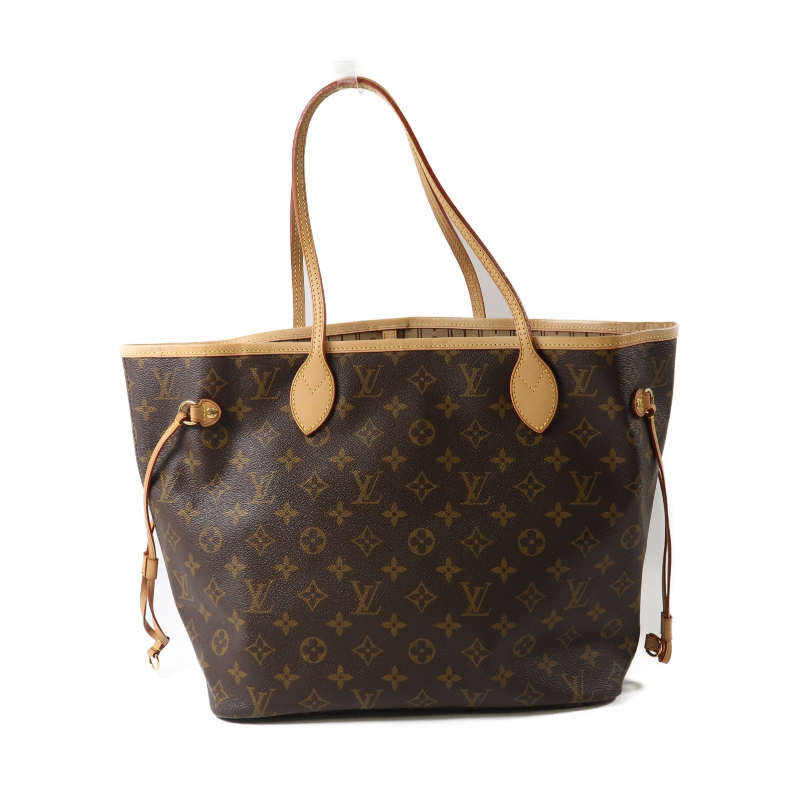 LOUIS VUITTON Monogram Neverfull MM金扣手挽袋啡色