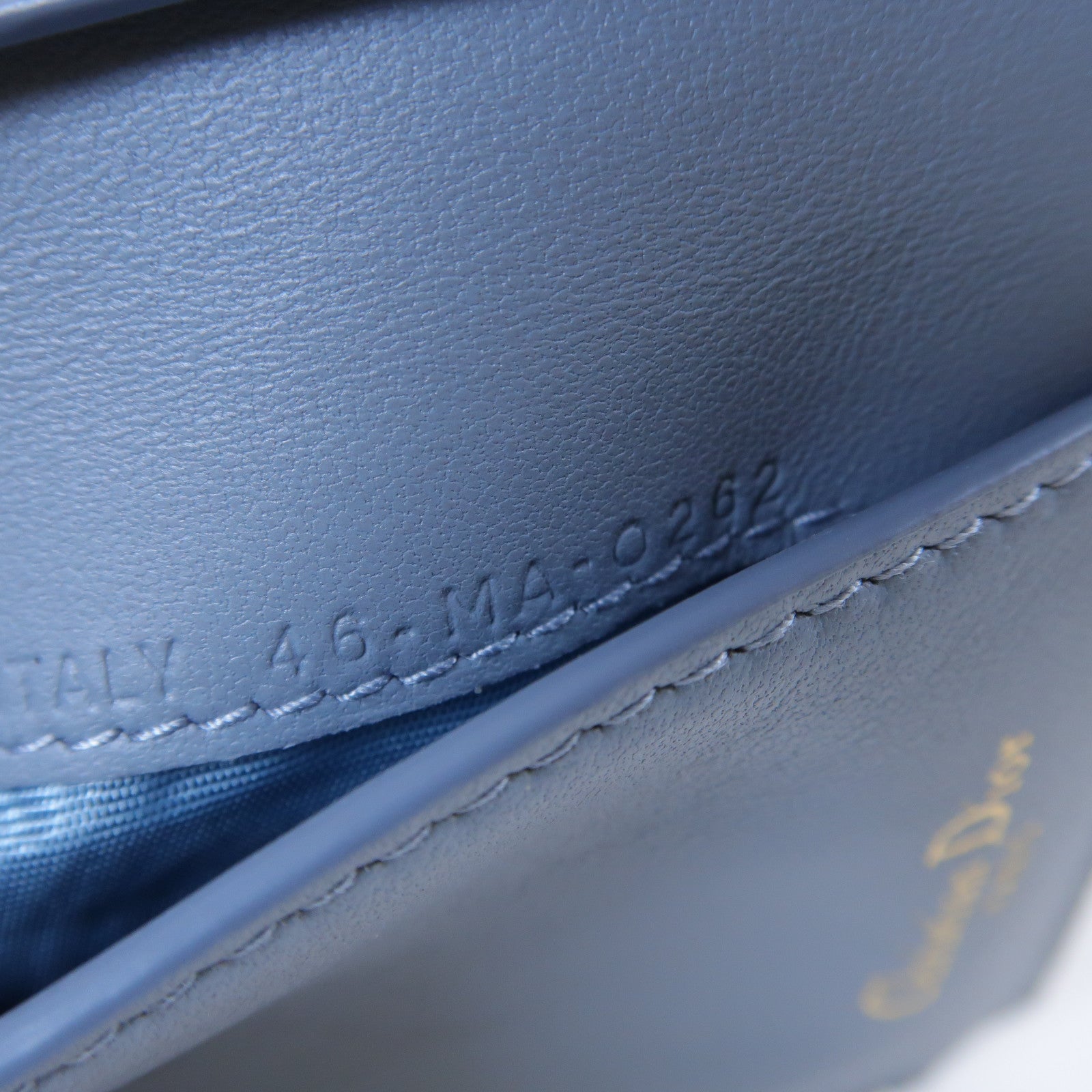 Dior 【激減優惠】牛皮皮革Saddle Medium Wallet金扣錢包灰藍色