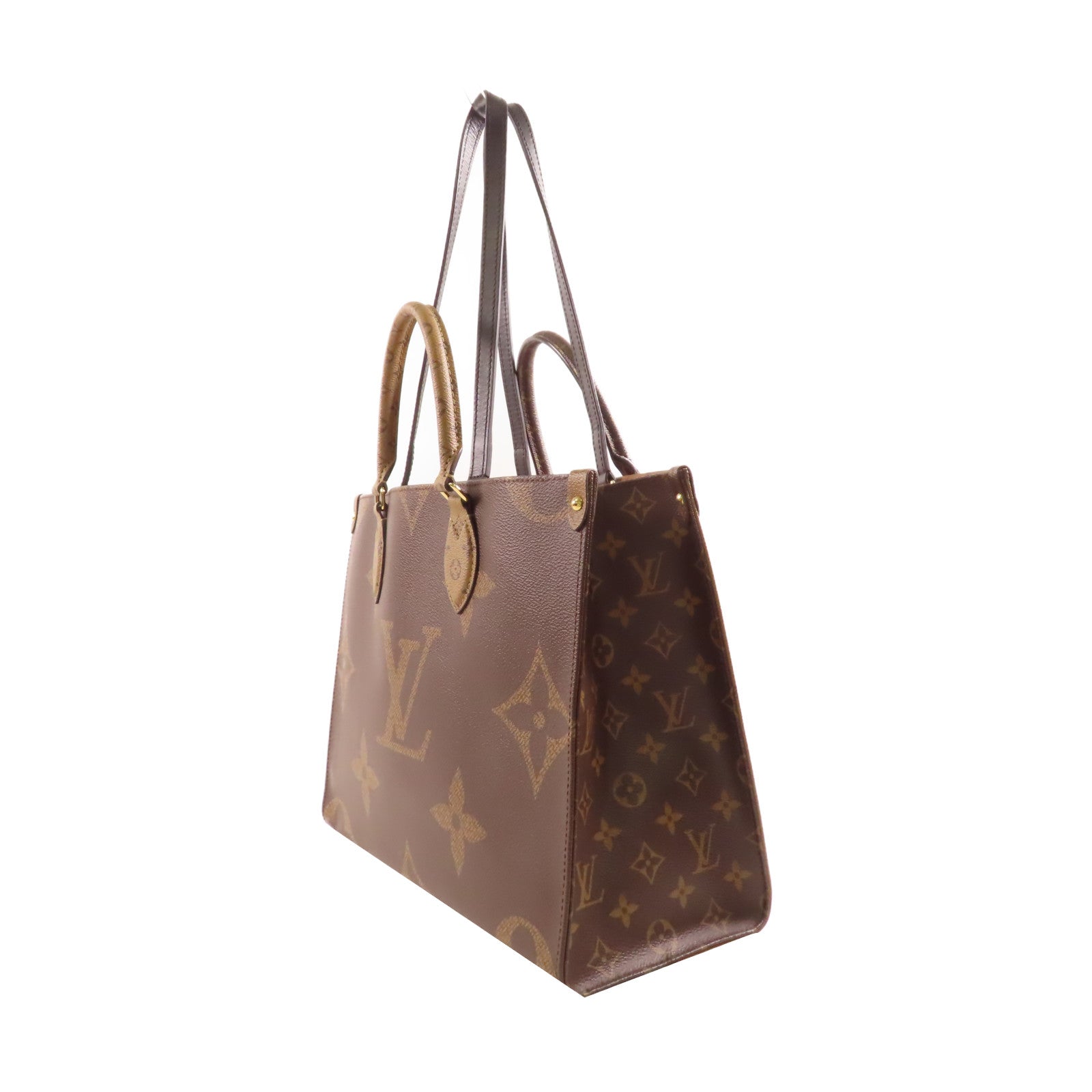 LOUIS VUITTON Monogram Giant OnTheGo MM金扣手挽肩背兩用袋棕色