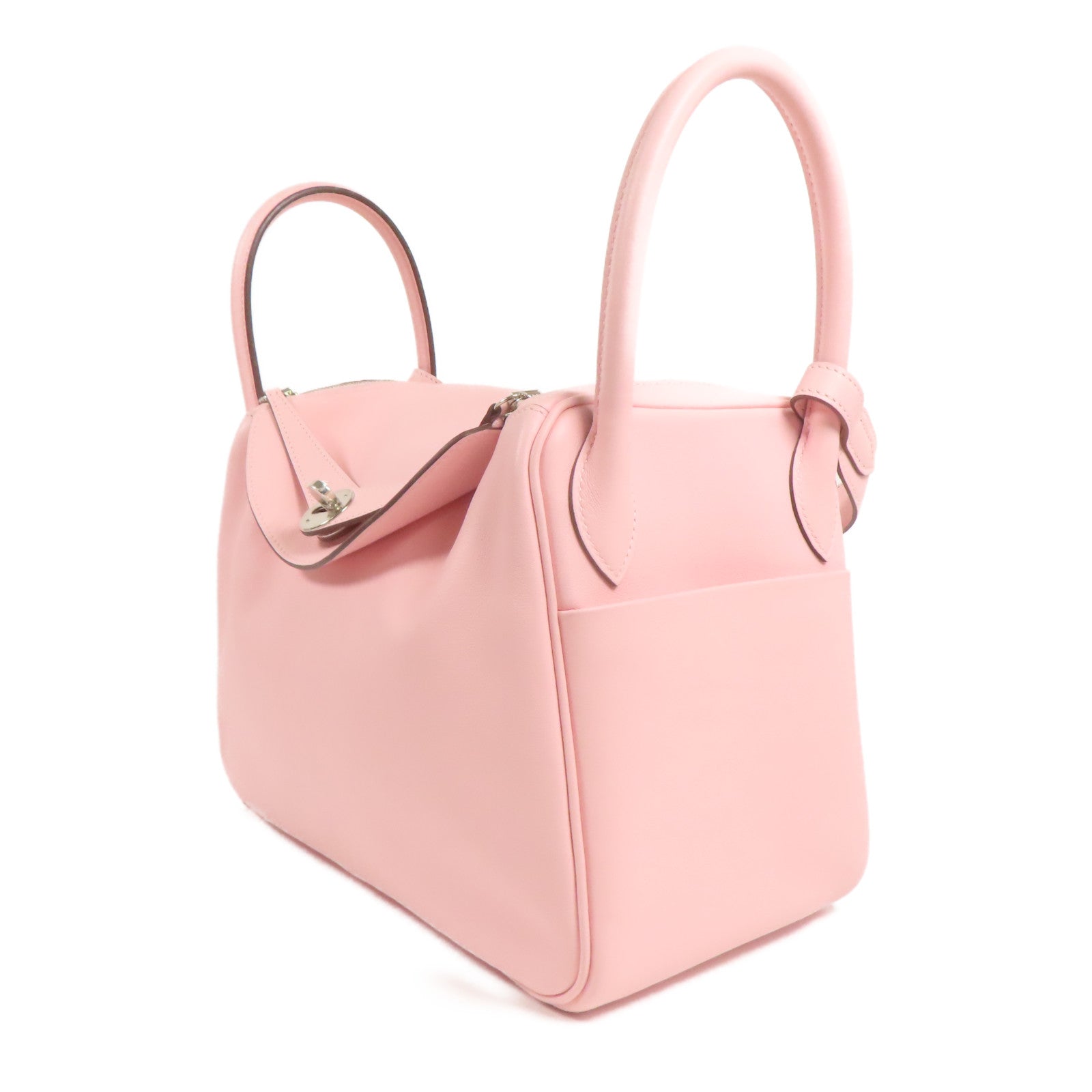 HERMES Swift皮革Lindy 30銀扣手挽肩背兩用袋Rose Sakura