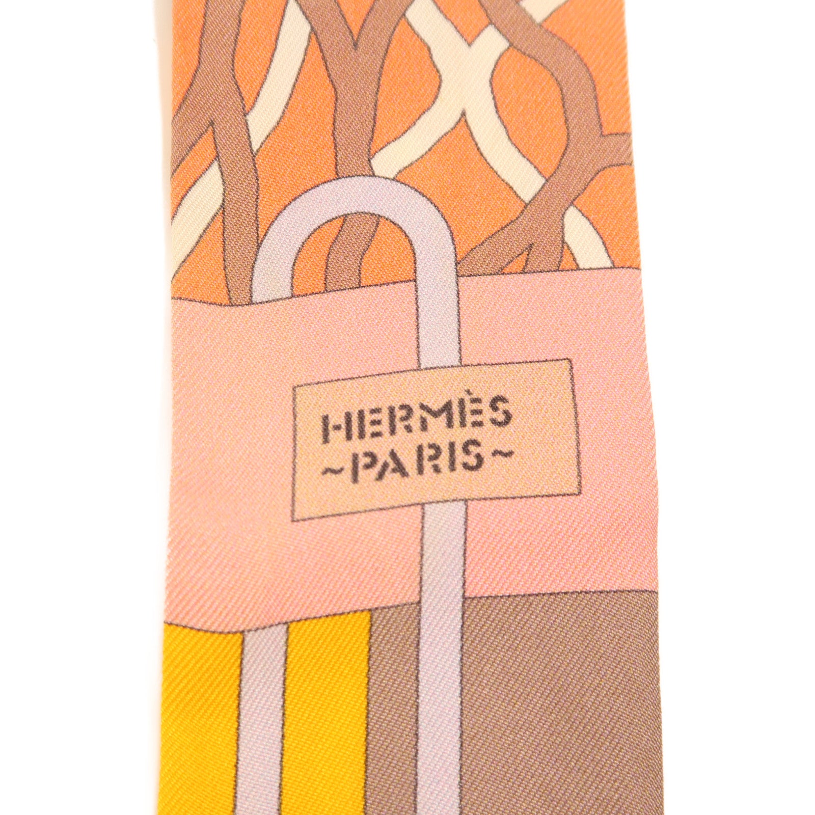 HERMES 絲質Twilly絲巾橙色