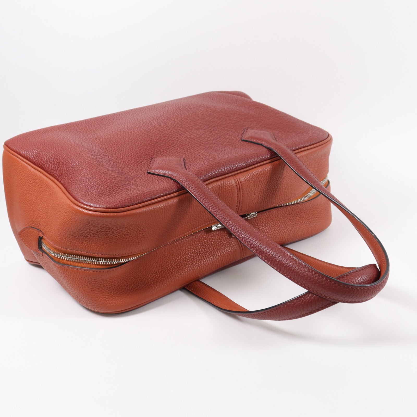 HERMES Clemence皮革Victolia 35手挽袋Rouge H/Brique