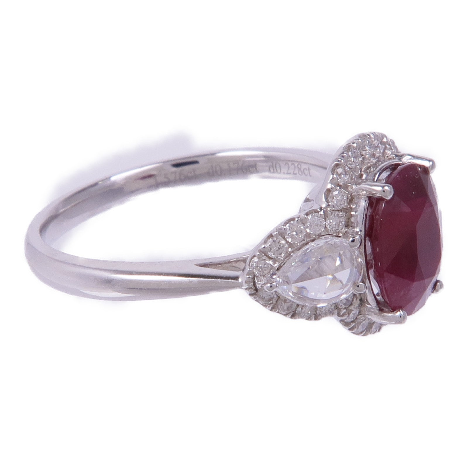 JEWELRY 18K白金Ruby Diamond Ring紅寶石/鑽石戒指US#6.5