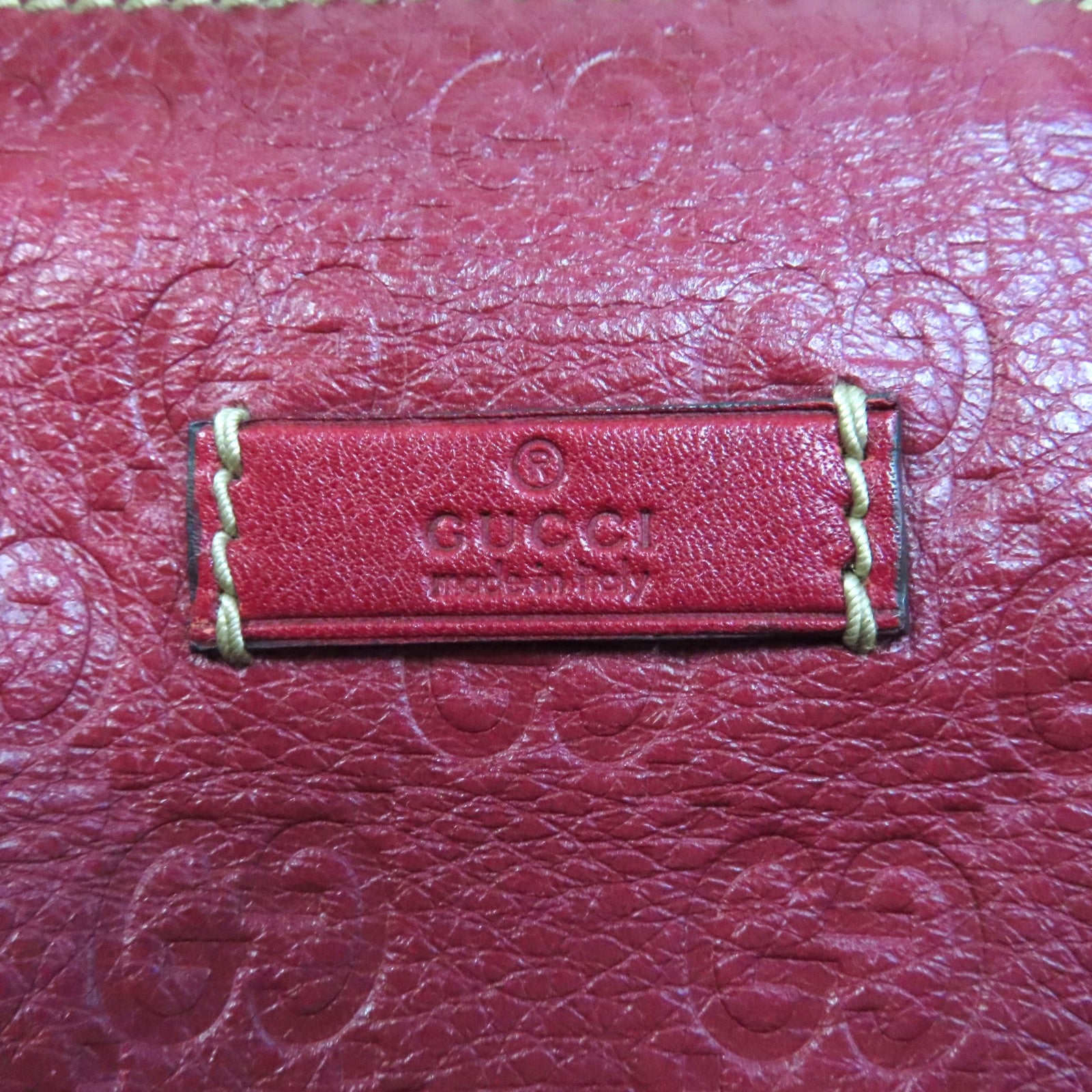GUCCI 皮革Boston Bag銀扣手挽袋紅色