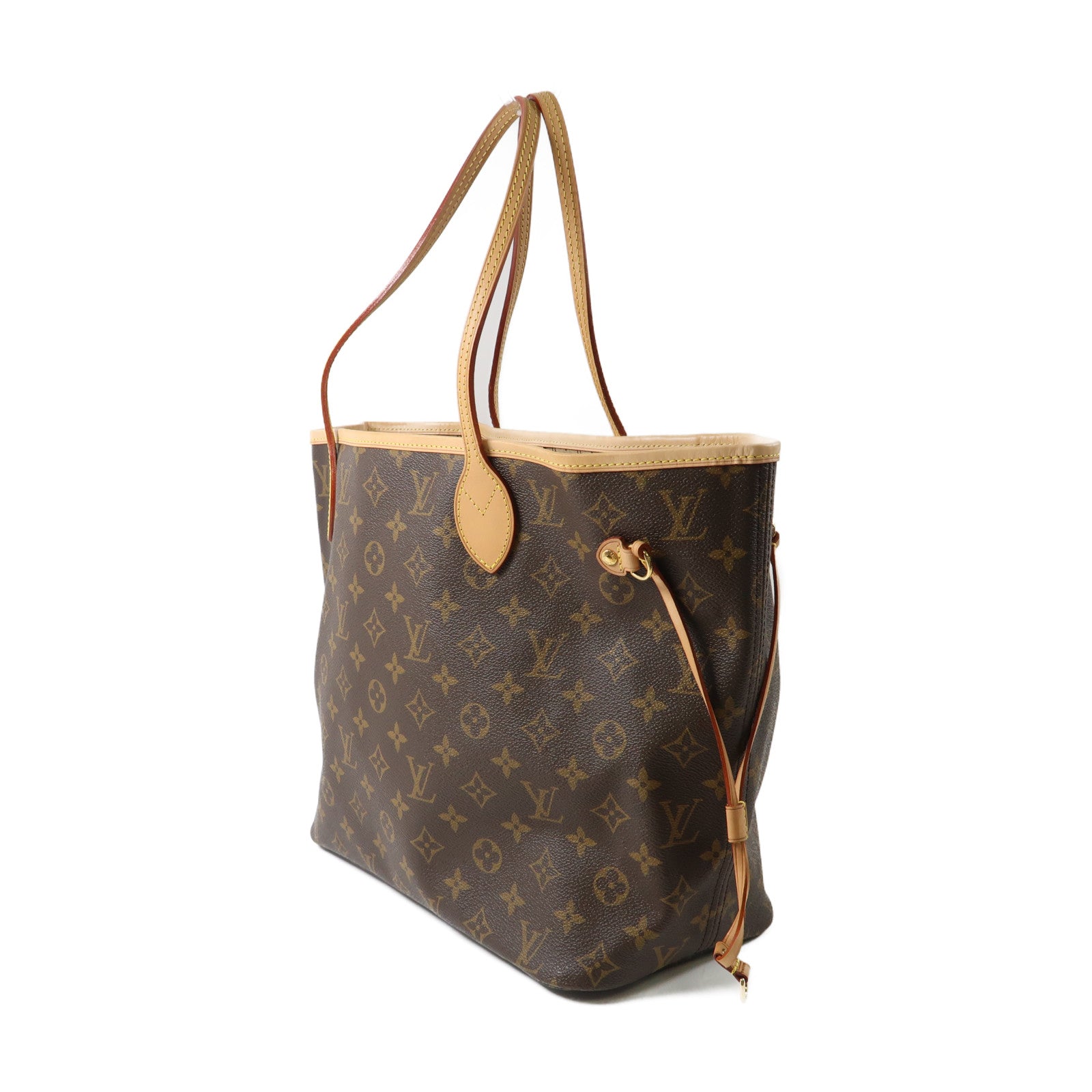 LOUIS VUITTON Monogram Neverfull MM金扣手挽袋啡色