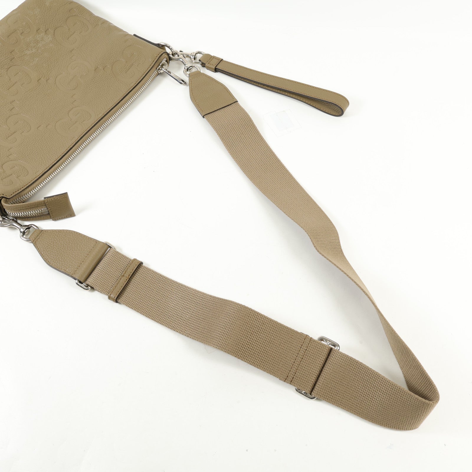 GUCCI 羊皮皮革Jumbo GG Messenger銀扣手挽肩背兩用袋