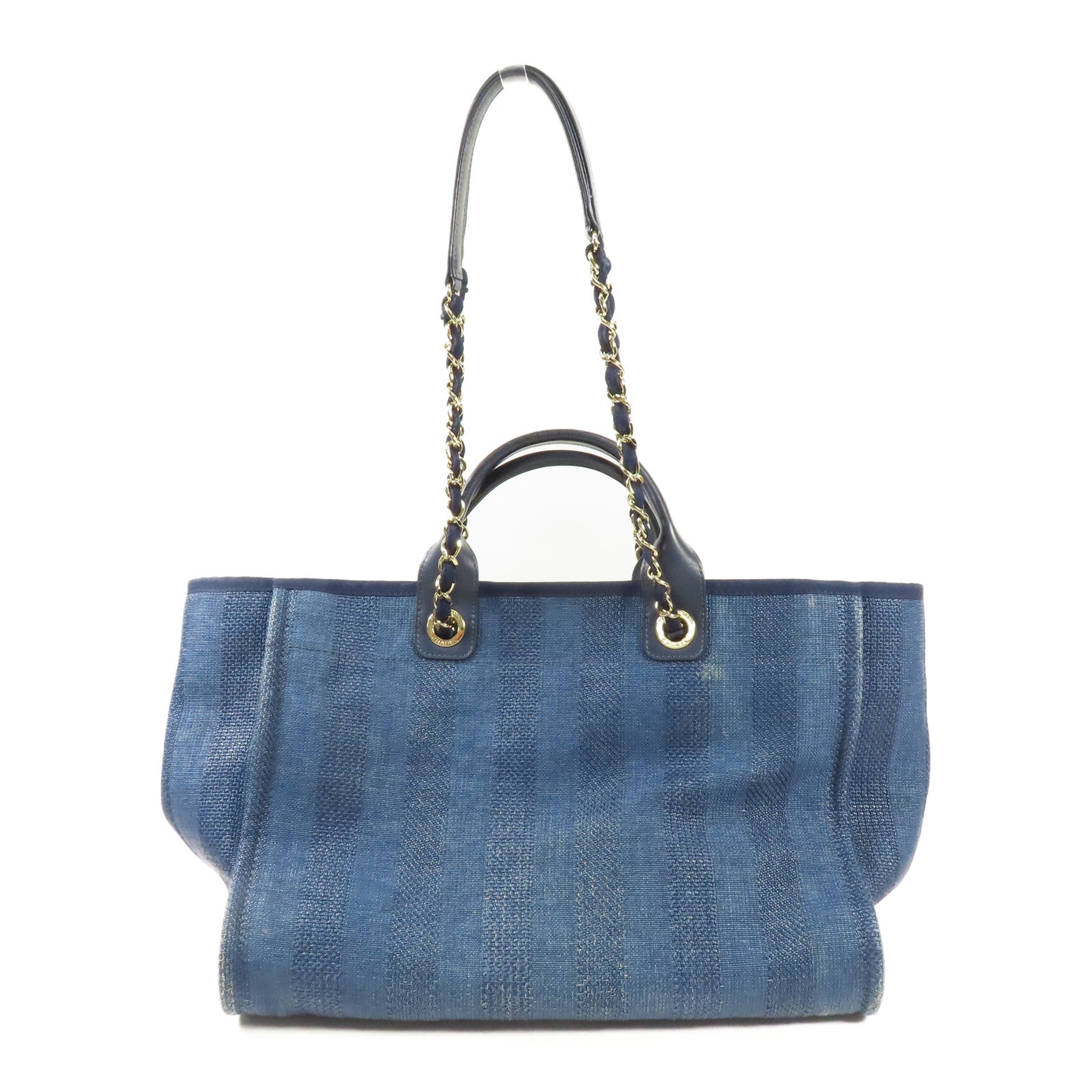 CHANEL 帆布Deauville Tote Bag金扣手挽肩背兩用袋