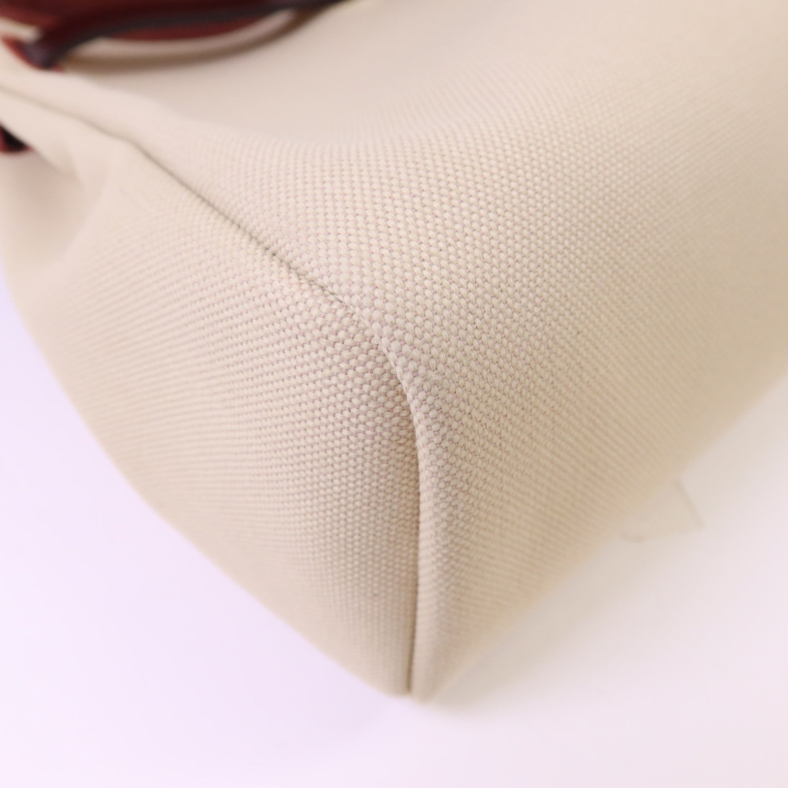 HERMES 帆布Herbag PM銀扣手挽肩背兩用袋Beton//Rouge Sellier