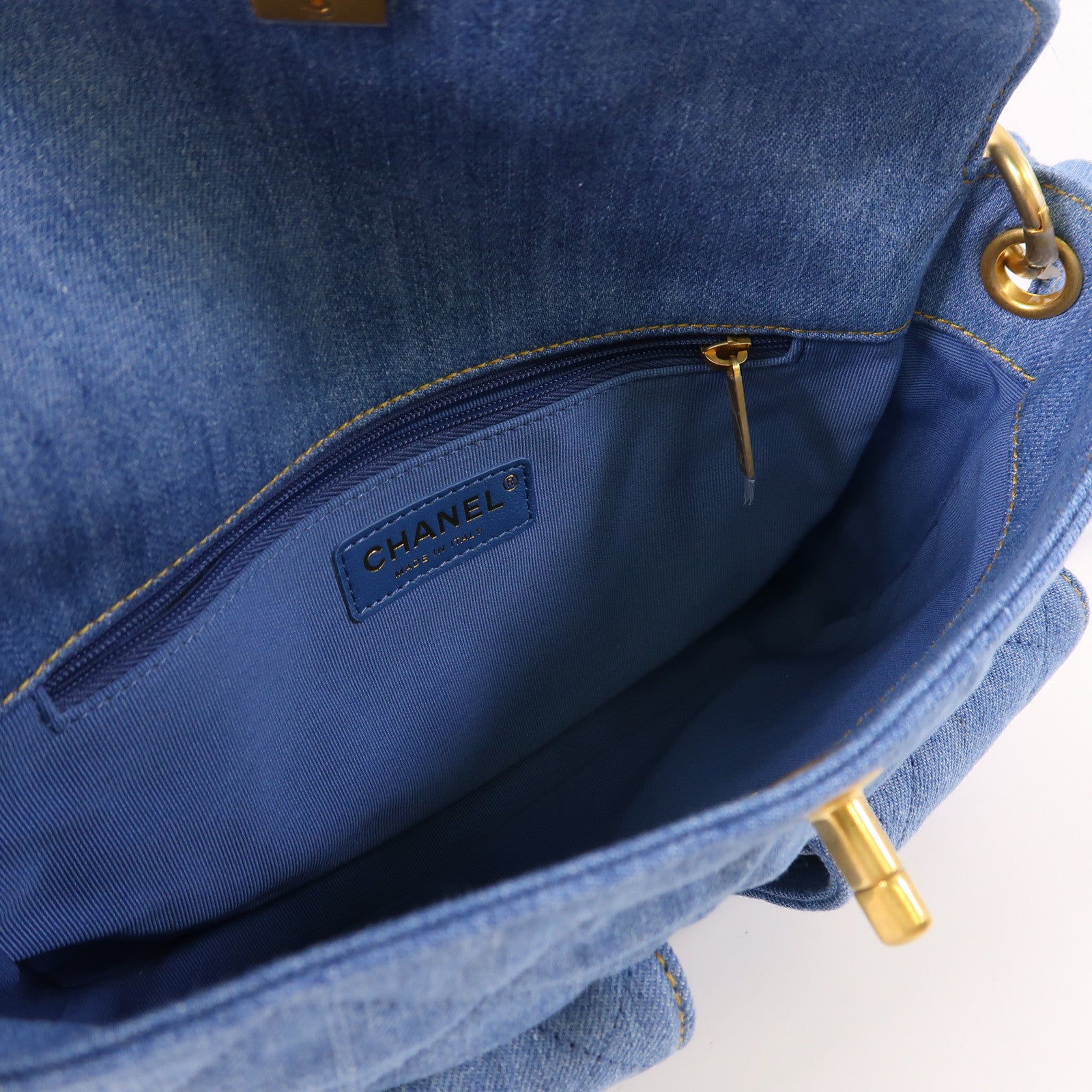 CHANEL 牛仔布Hobo Hand Bag金扣鏈帶手挽肩背兩用袋