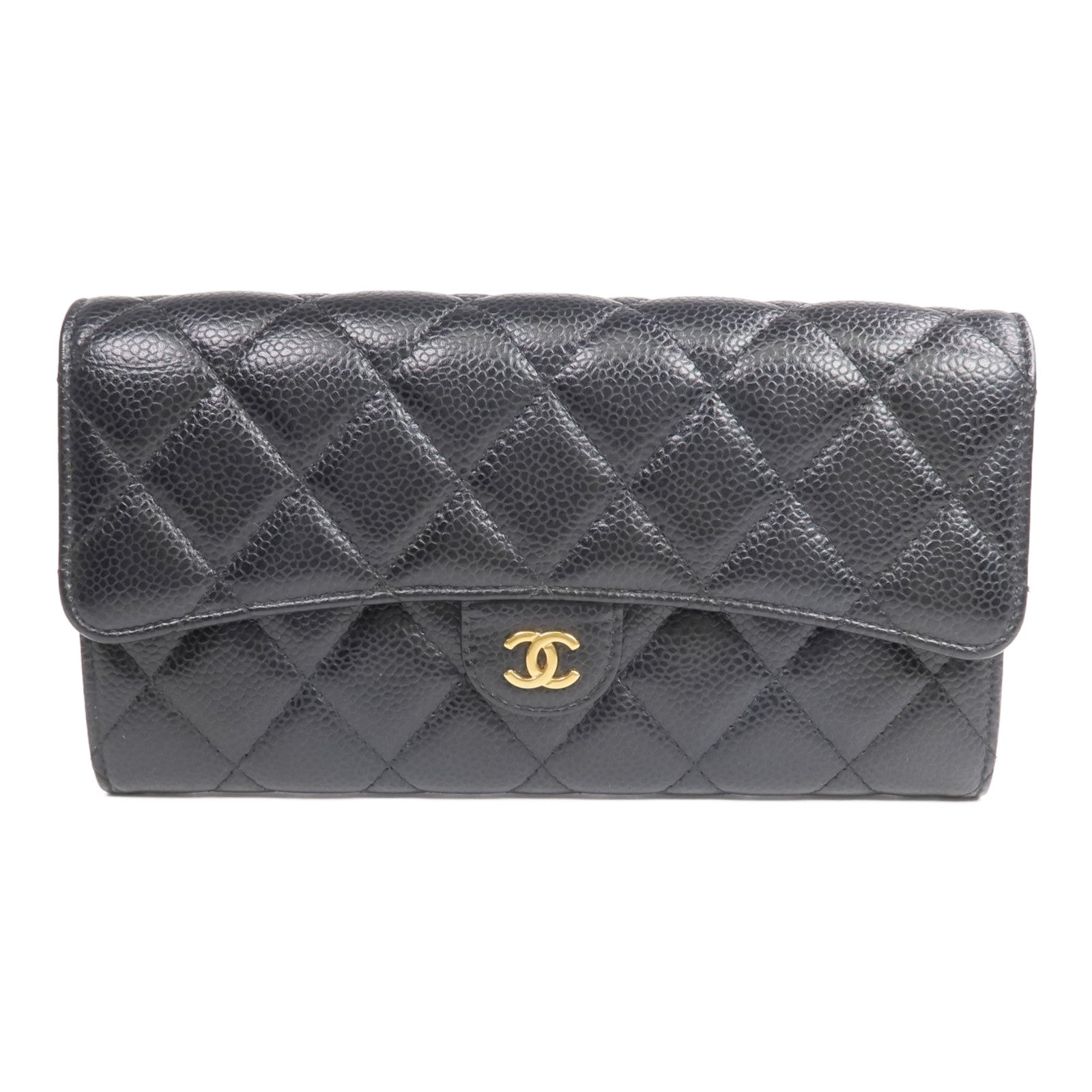 CHANEL 牛皮皮革Long Wallet金扣長錢包