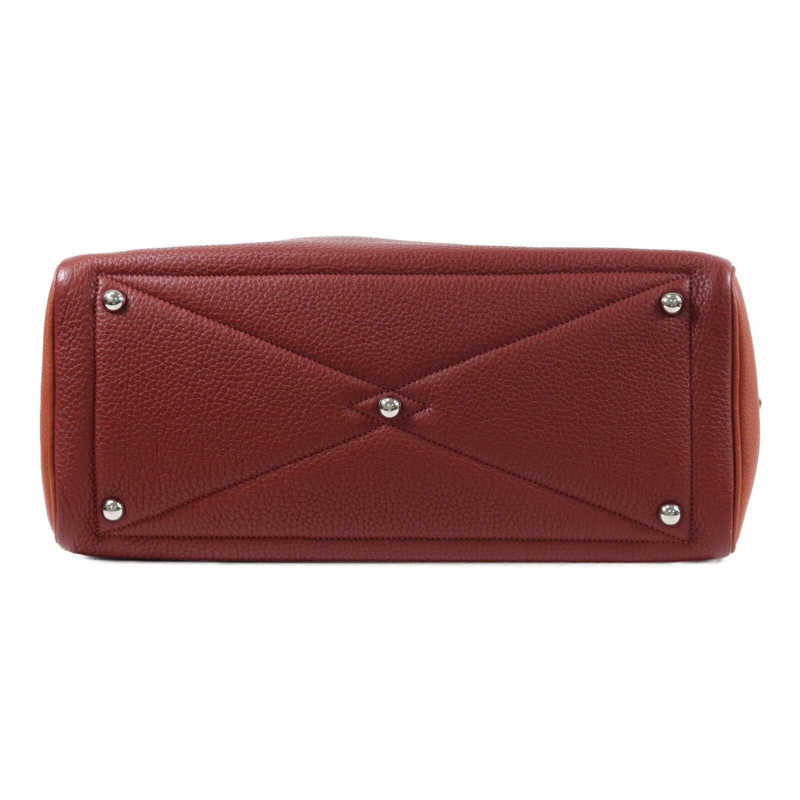 HERMES Clemence皮革Victolia 35手挽袋Rouge H/Brique