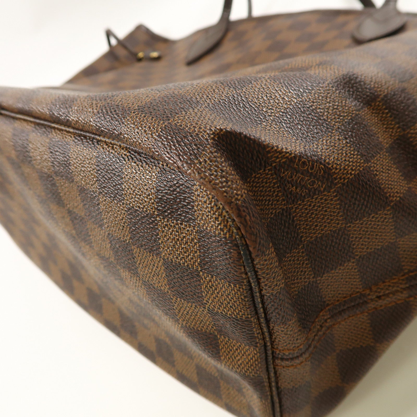 LOUIS VUITTON Damier Neverfull MM金扣肩背袋/手挽袋啡色