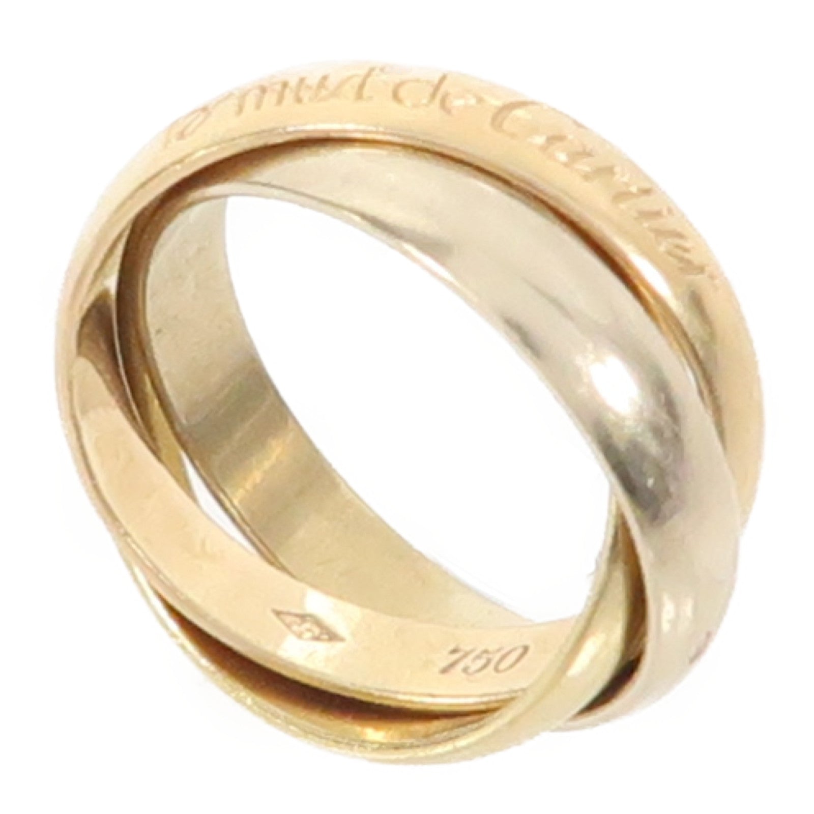 CARTIER 18K黃金/白金/玫瑰金Trinity戒指Cartier#47/US#4