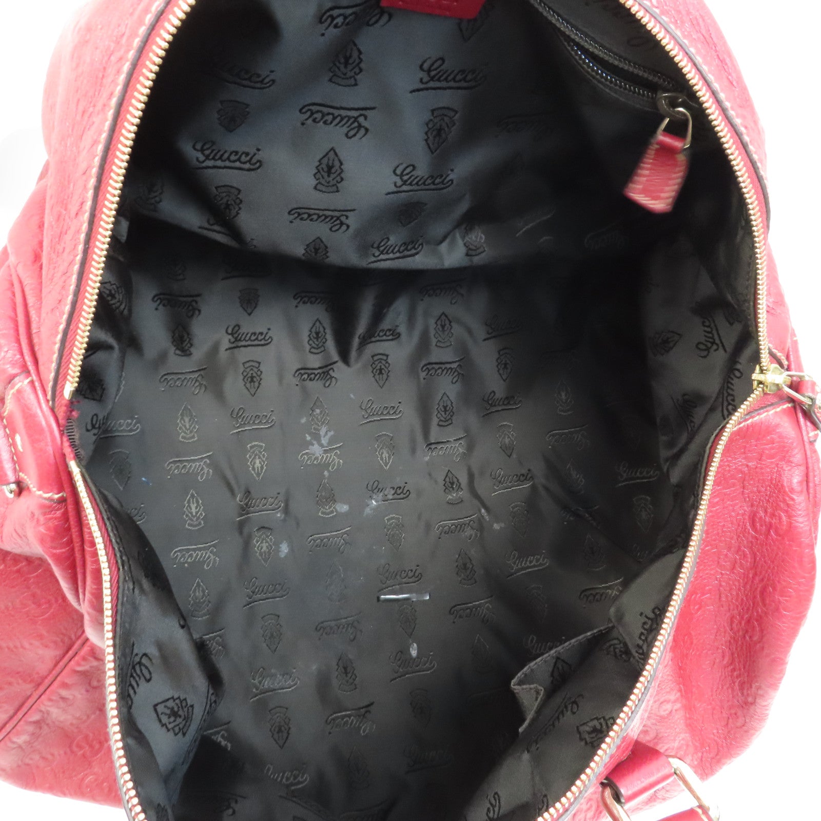 GUCCI 皮革Boston Bag銀扣手挽袋紅色