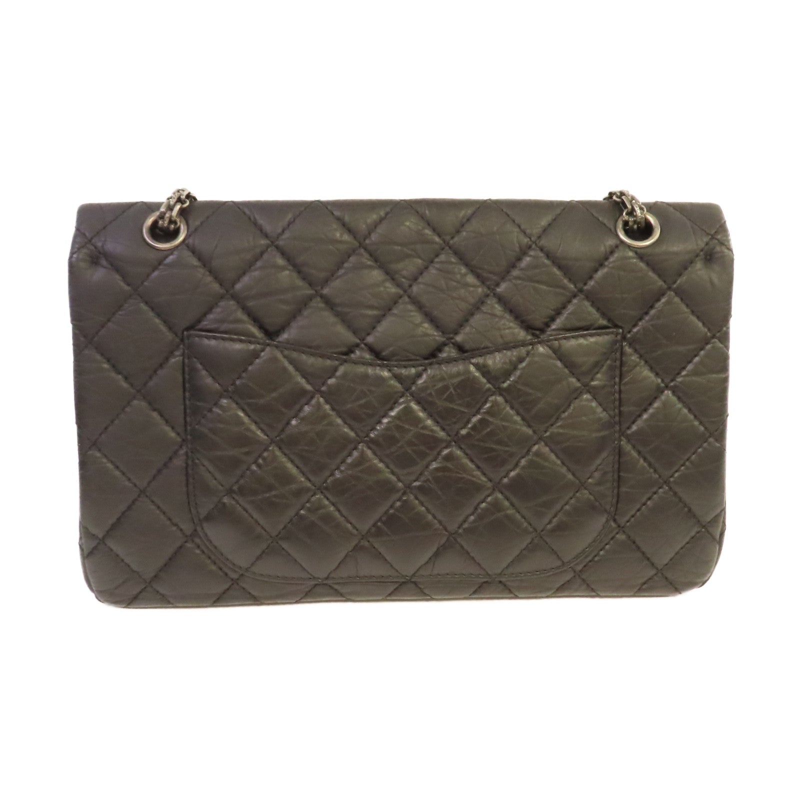 CHANEL **【激減優惠】菱格牛皮皮革2.55 Jumbo Shoulder Bag銀扣鏈帶肩背袋黑色