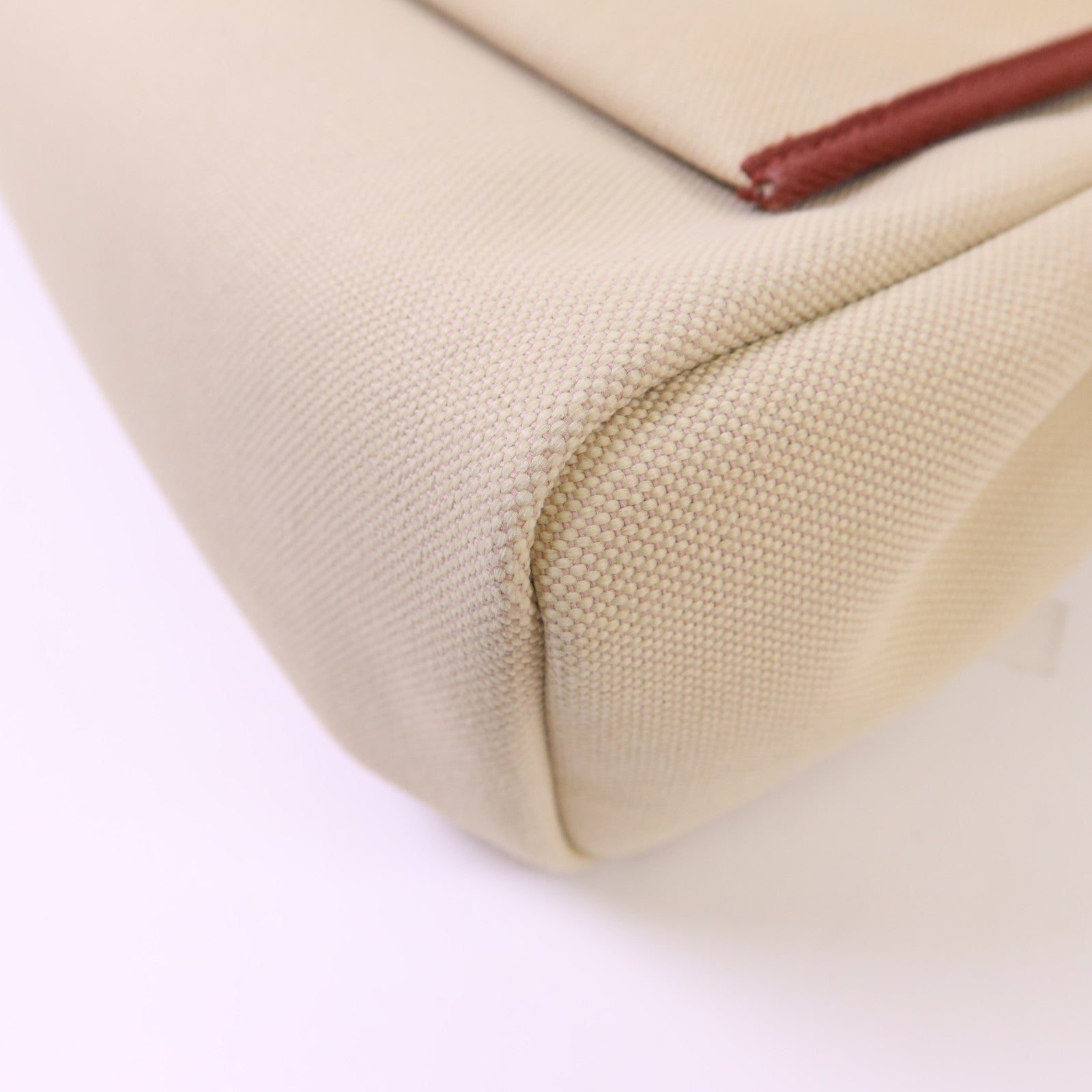 HERMES 帆布Herbag PM銀扣手挽肩背兩用袋Beton//Rouge Sellier