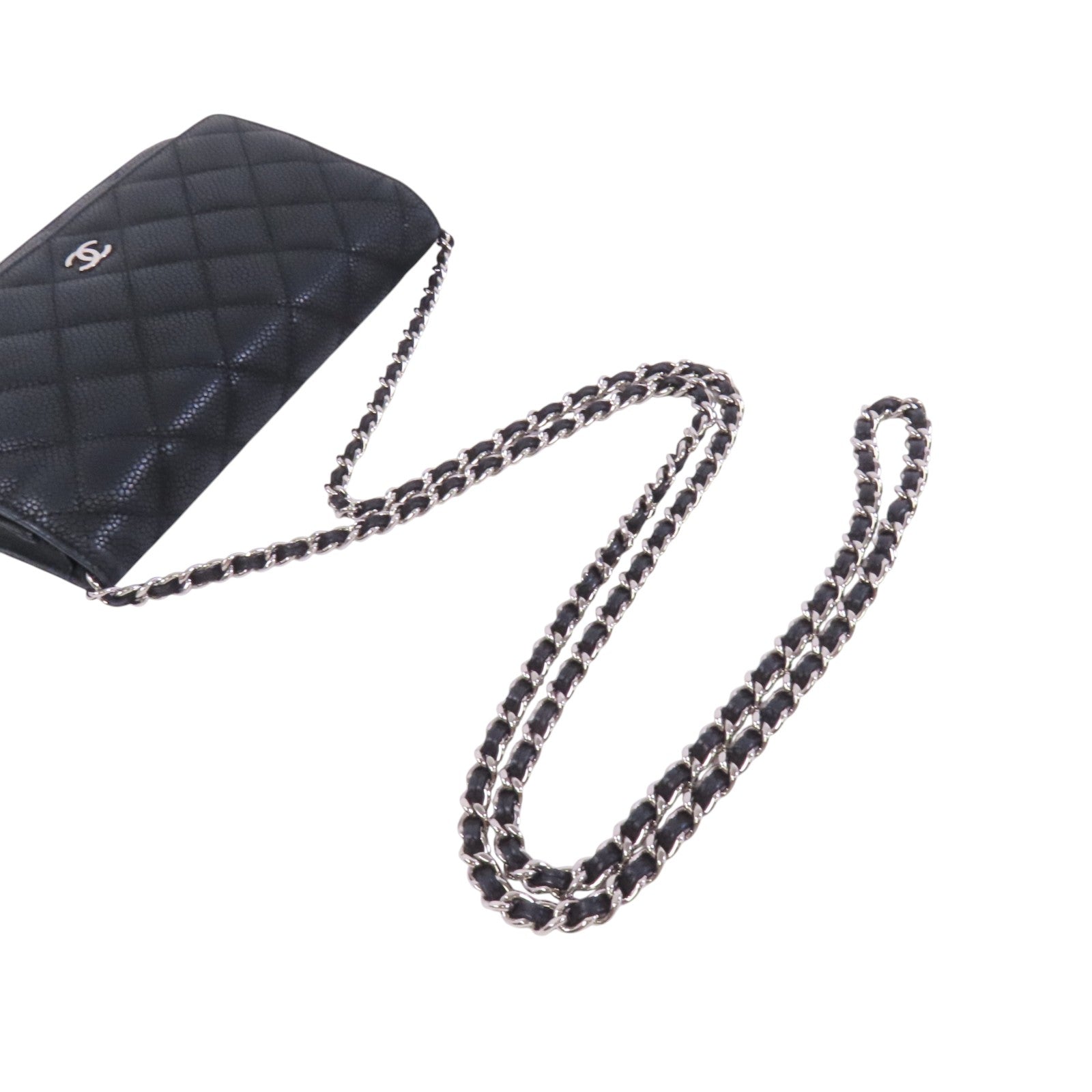 CHANEL 牛皮皮革WOC Wallet On Chain銀扣鏈帶肩背袋
