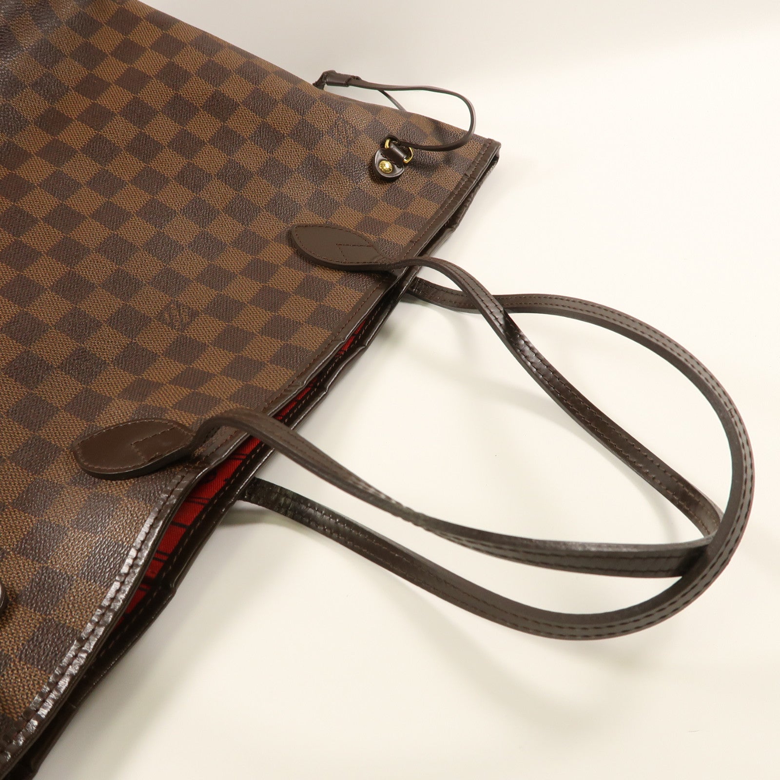LOUIS VUITTON Damier Neverfull MM金扣肩背袋/手挽袋啡色