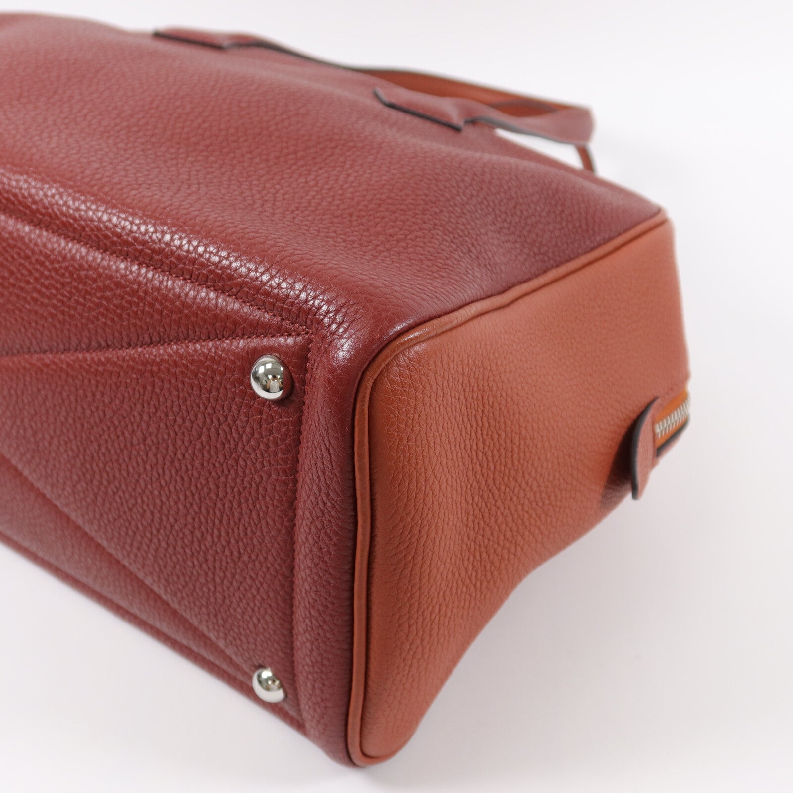 HERMES Clemence皮革Victolia 35手挽袋Rouge H/Brique