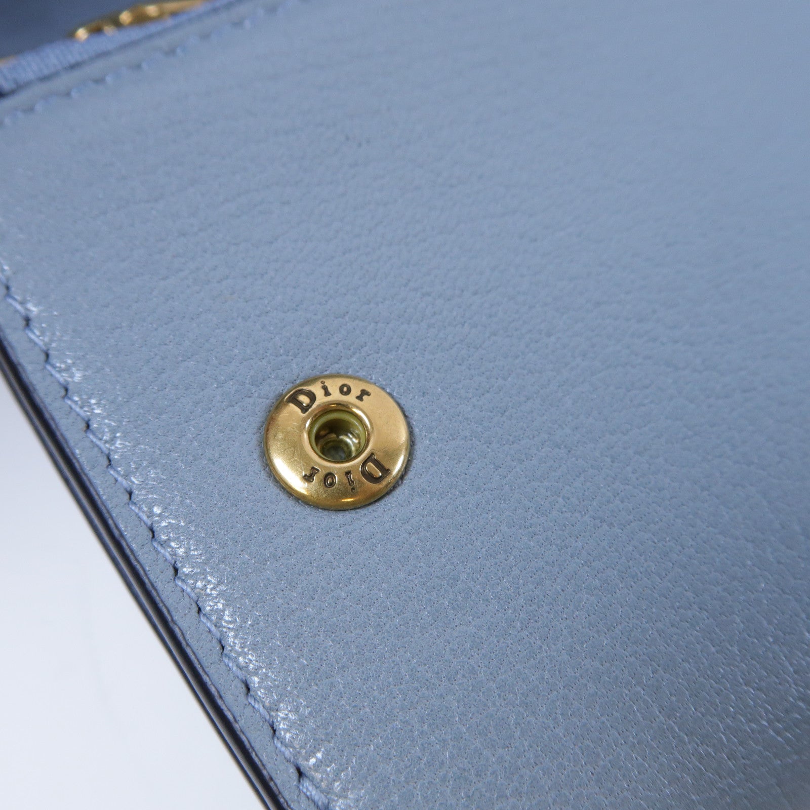 Dior 【激減優惠】牛皮皮革Saddle Medium Wallet金扣錢包灰藍色