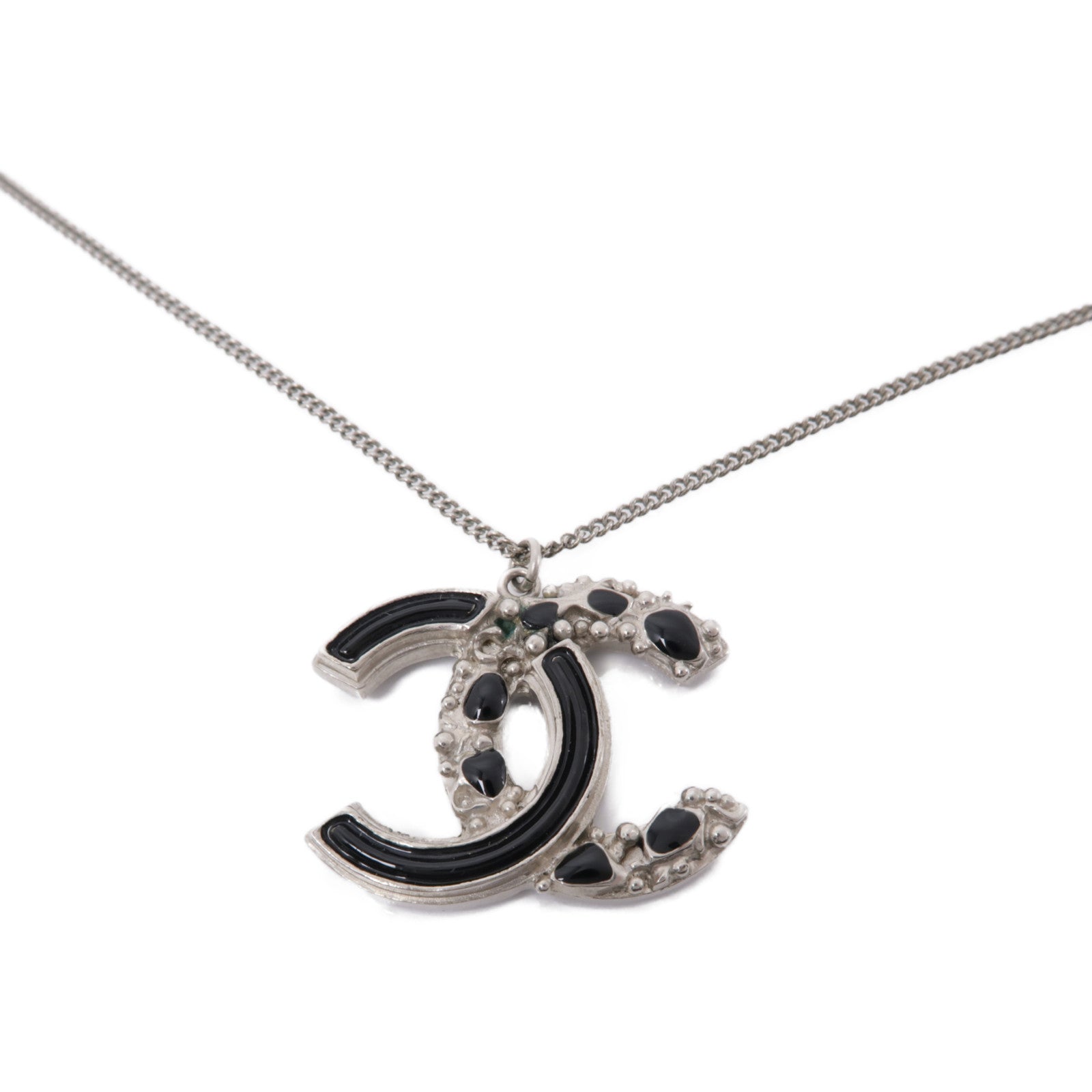 CHANEL 金屬Necklace項鍊銀色/黑色