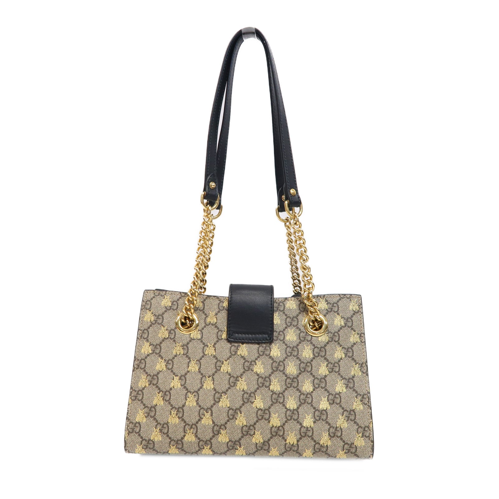 GUCCI 塗層帆布Padlock Bee金扣肩背袋啡色