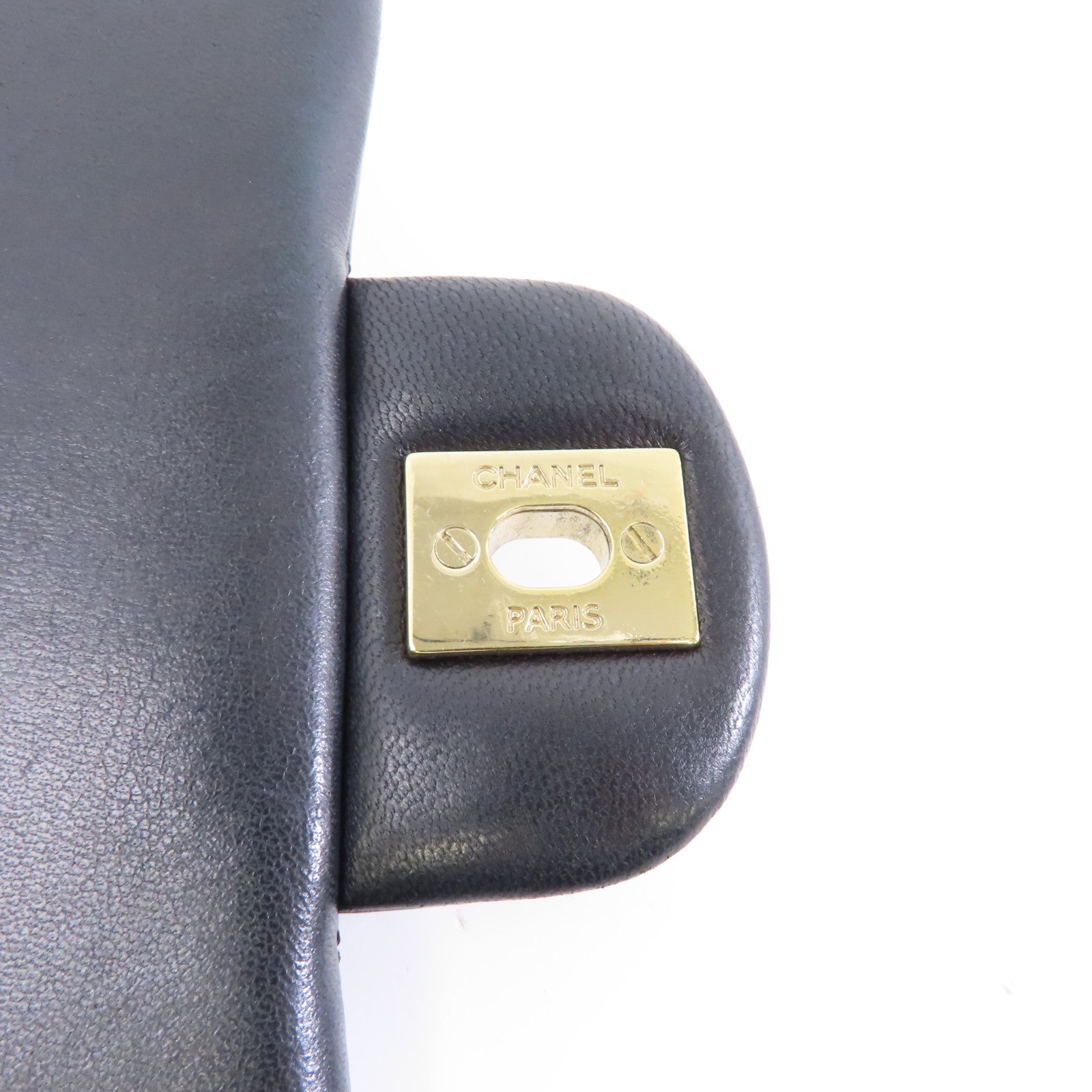 CHANEL 菱格羊皮皮革Classic Flap 17cm金扣鏈帶肩背袋黑色