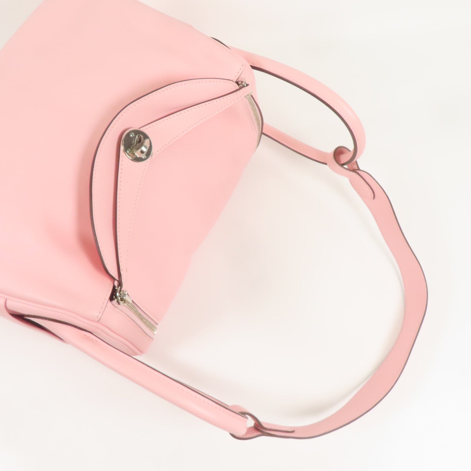 HERMES Swift皮革Lindy 30銀扣手挽肩背兩用袋Rose Sakura