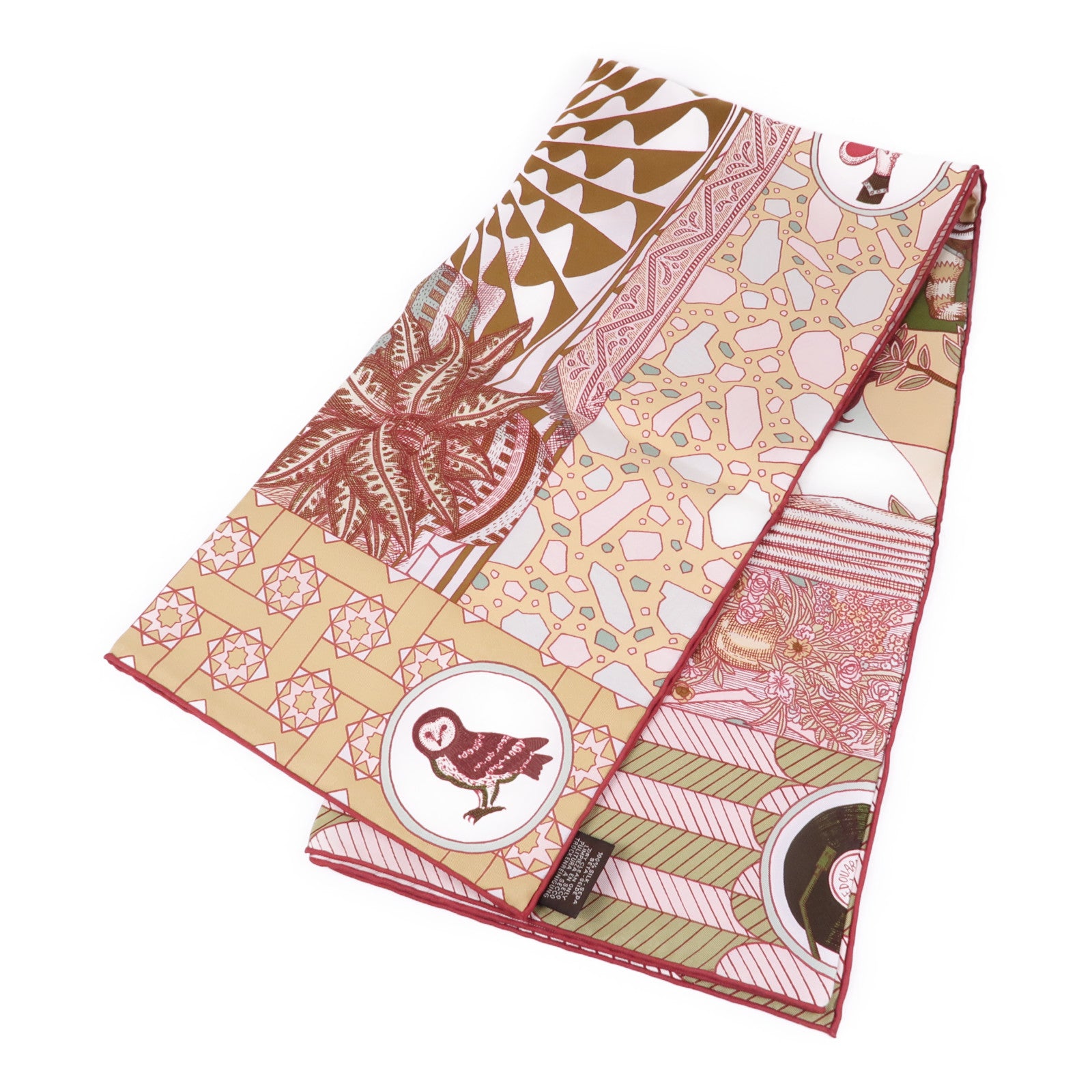HERMES Scarf Scarves Silk Brown Red Gold